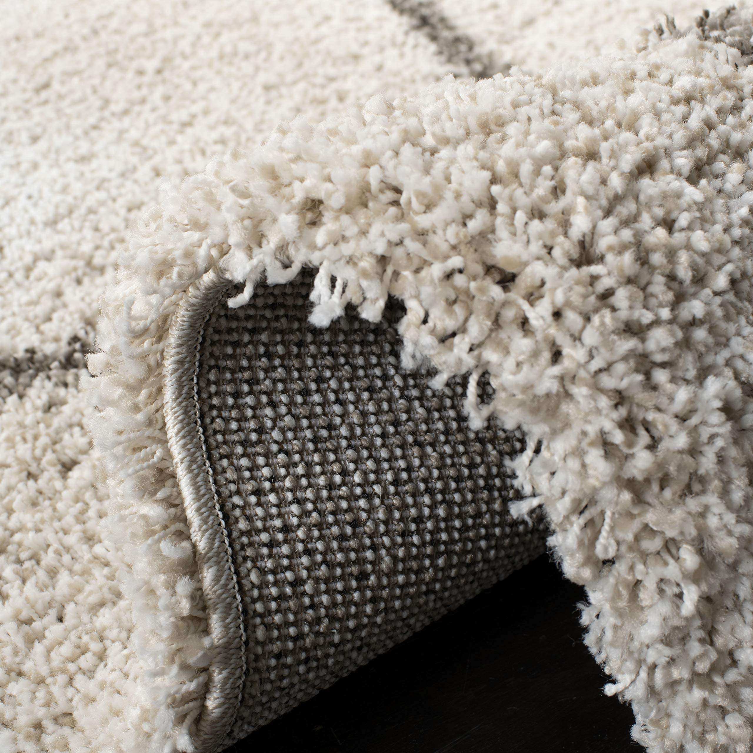 SAFAVIEH Hudson Shag Collection Runner Rug - 2'3" x 6', Ivory & Grey, Modern Trellis Design, Non-Shedding & Easy Care, 2-inch Thick Ideal for High Traffic Areas in Living Room, Bedroom (SGH281A) 6