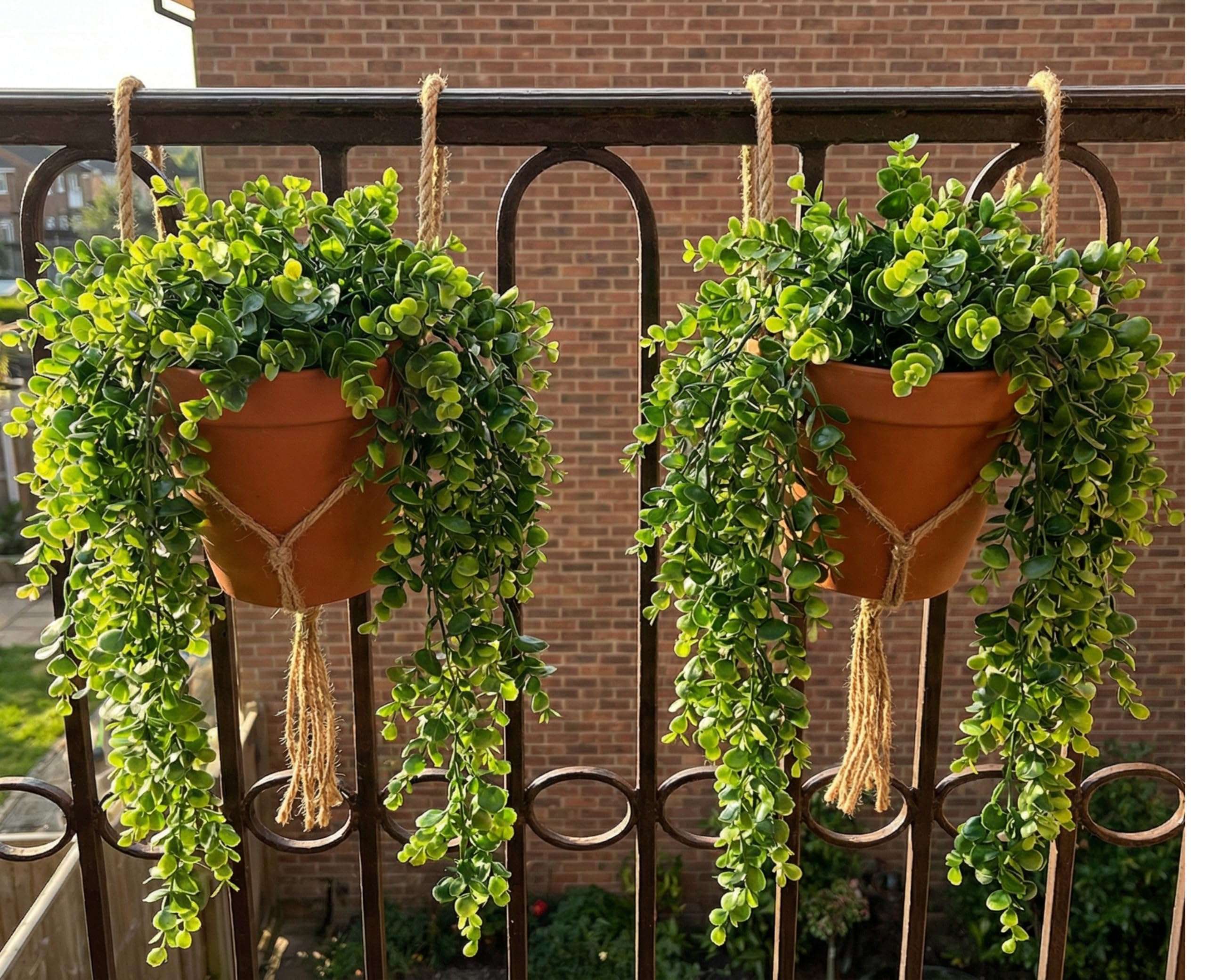 Dekorly 2 Pack Artificial Plants Artificial Hanging Plants Faux Eucalyptus Leaf Greenery Fake Hanging Eucalyptus Plant for Wall House Room Patio Indoor Outdoor Home Shelf Office Decor(Green) 6