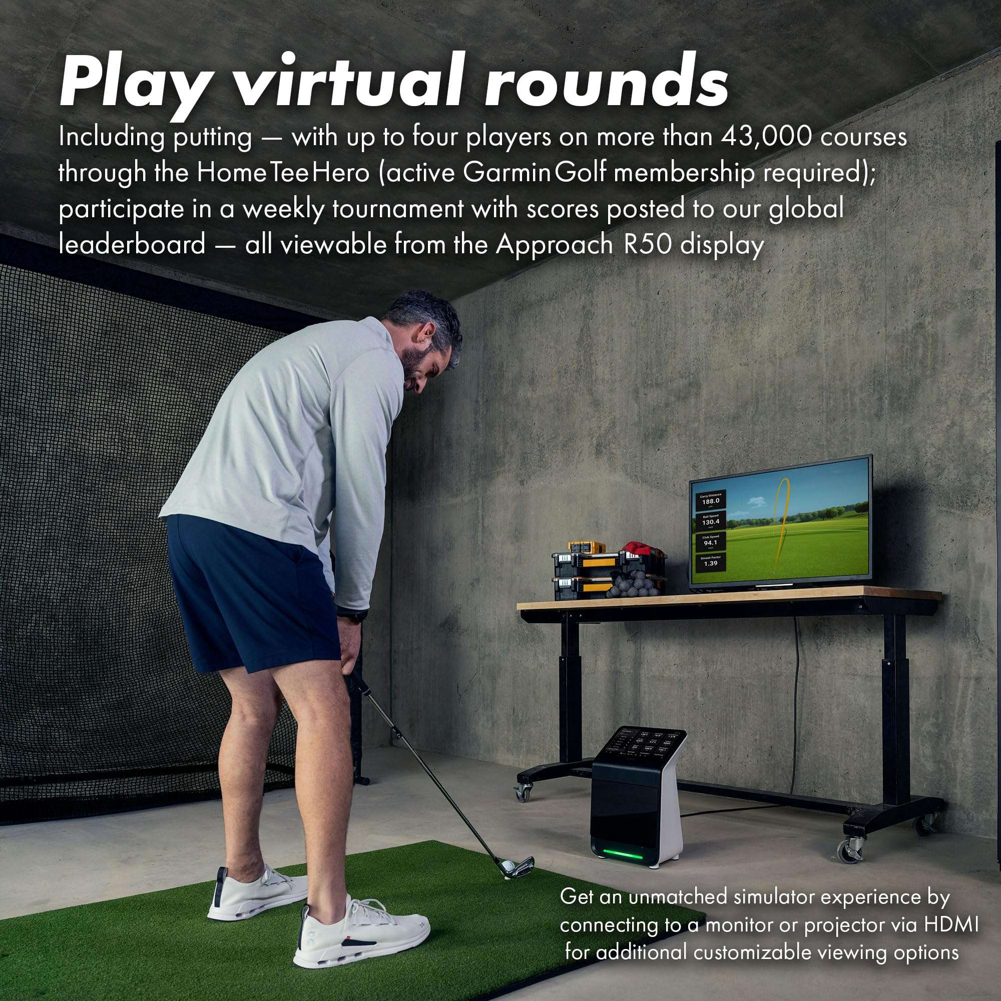 Garmin Approach R50 Premium Golf Launch Monitor and Simulators with Carrying Case, Advanced Ball and Club Metrics + Garmin Approach S70 Premium GPS Golf WatchS, White (42mm) Bundle 5