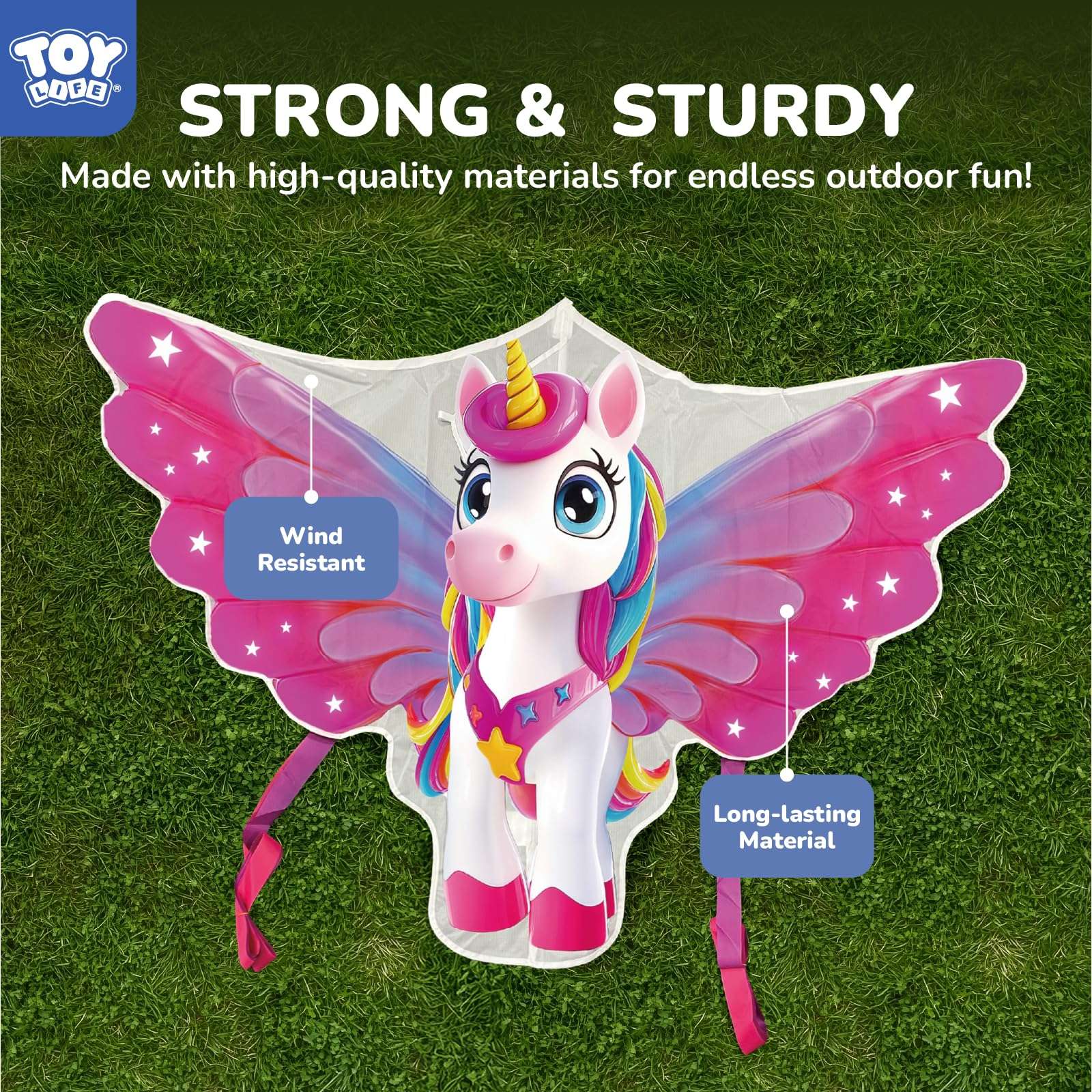 TOY Life 2 Pack 48.4'' Unicorn Kites Easy to Fly for Kids Adults with 328.1 FT String, Beach Kite Outdoor Game Outside Toys Activity, Unicorn Toys for Girls, Gift for Girls 5