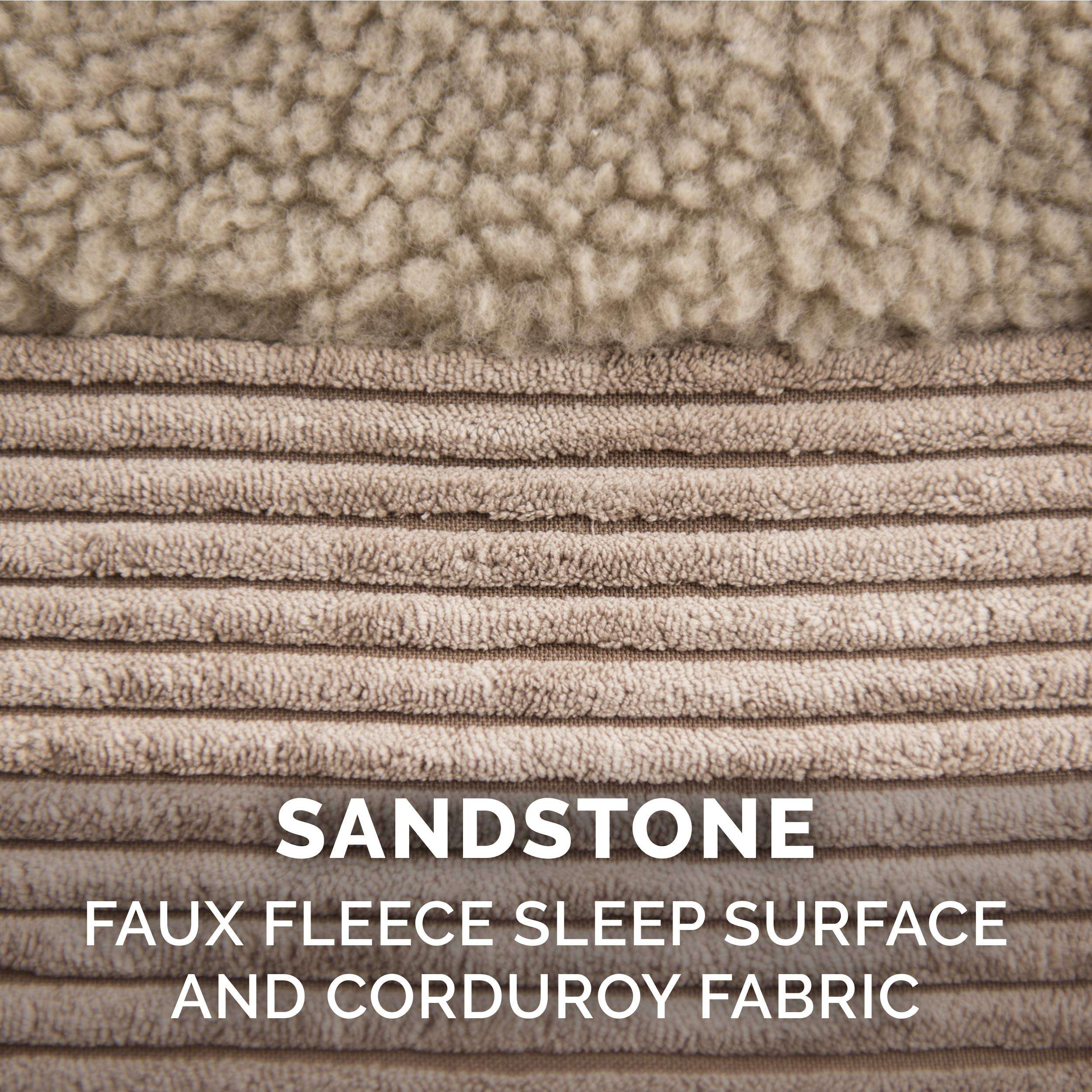 Furhaven Pet 43405063 Large Faux Fleece & Corduroy Chaise Lounge Orthopedic Sofa Pet Bed, Sandstone 6