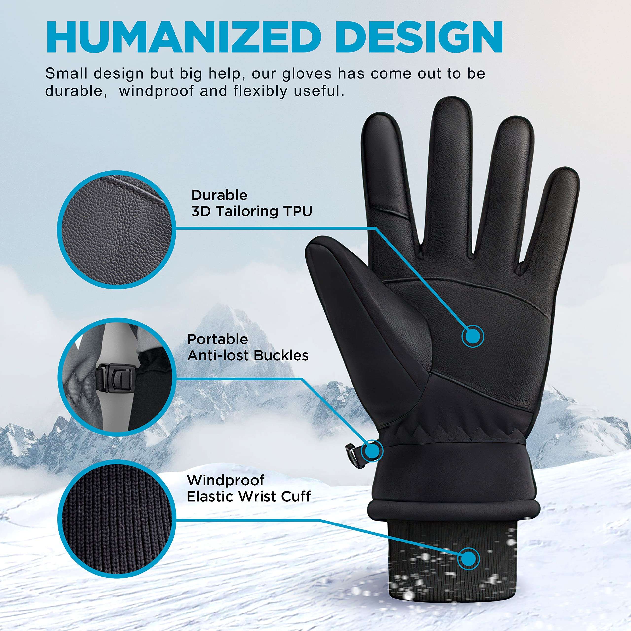 rivmount Winter Gloves Women Men,Touchcreen Insulated Warm Gloves Cold Weather Windproof Thermal Snow Gloves Skiing,Driving,Biking,Running 605 6