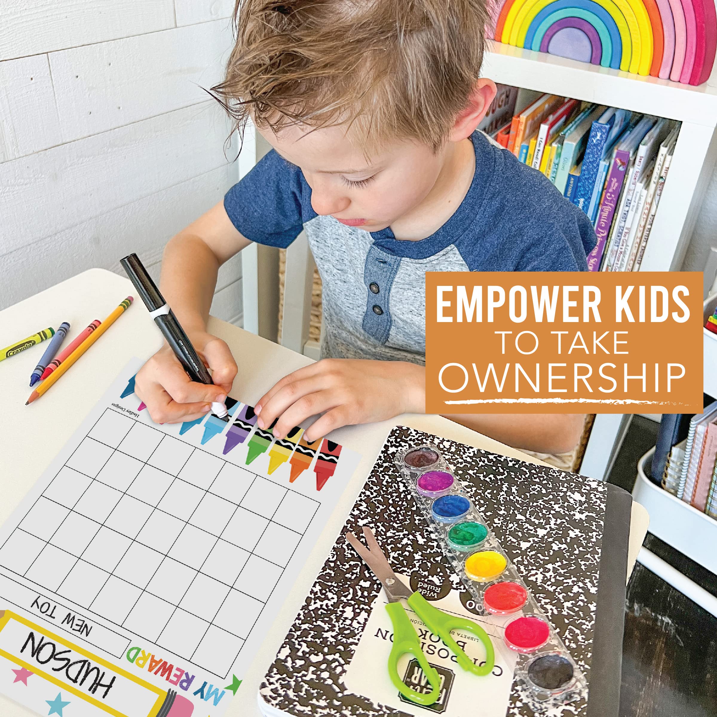 Sticker Chart for Kids Behavior at Home & Classroom - 25 Reward Chart for Kids Incentives, Gold Star Sticker Sheets, Crayon Incentive Charts for Classroom Must Haves 4