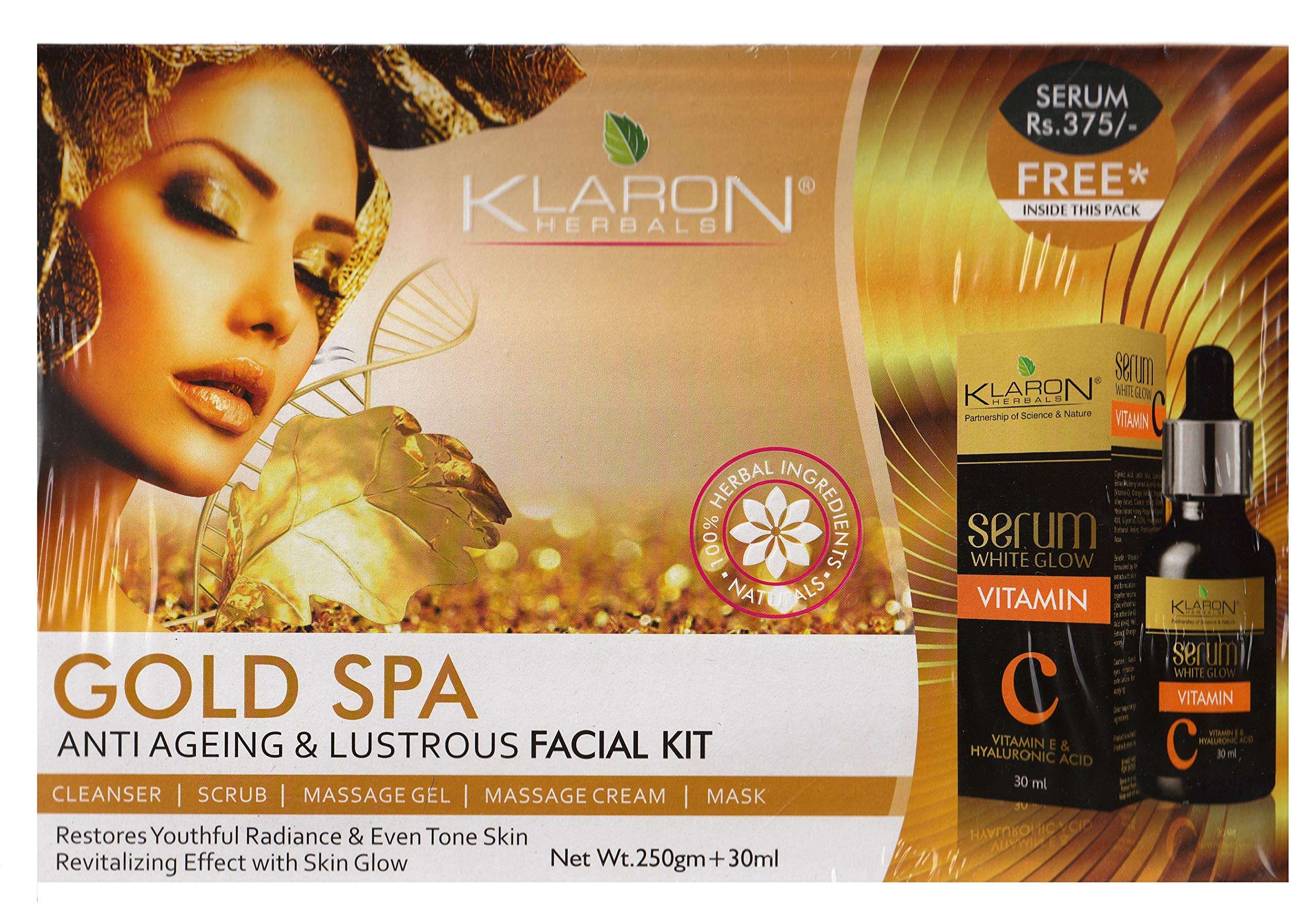 Klaron Herbals Gold Spa Anti Ageing & Lustrous Facial Kit (250 g + 30 ml) 3