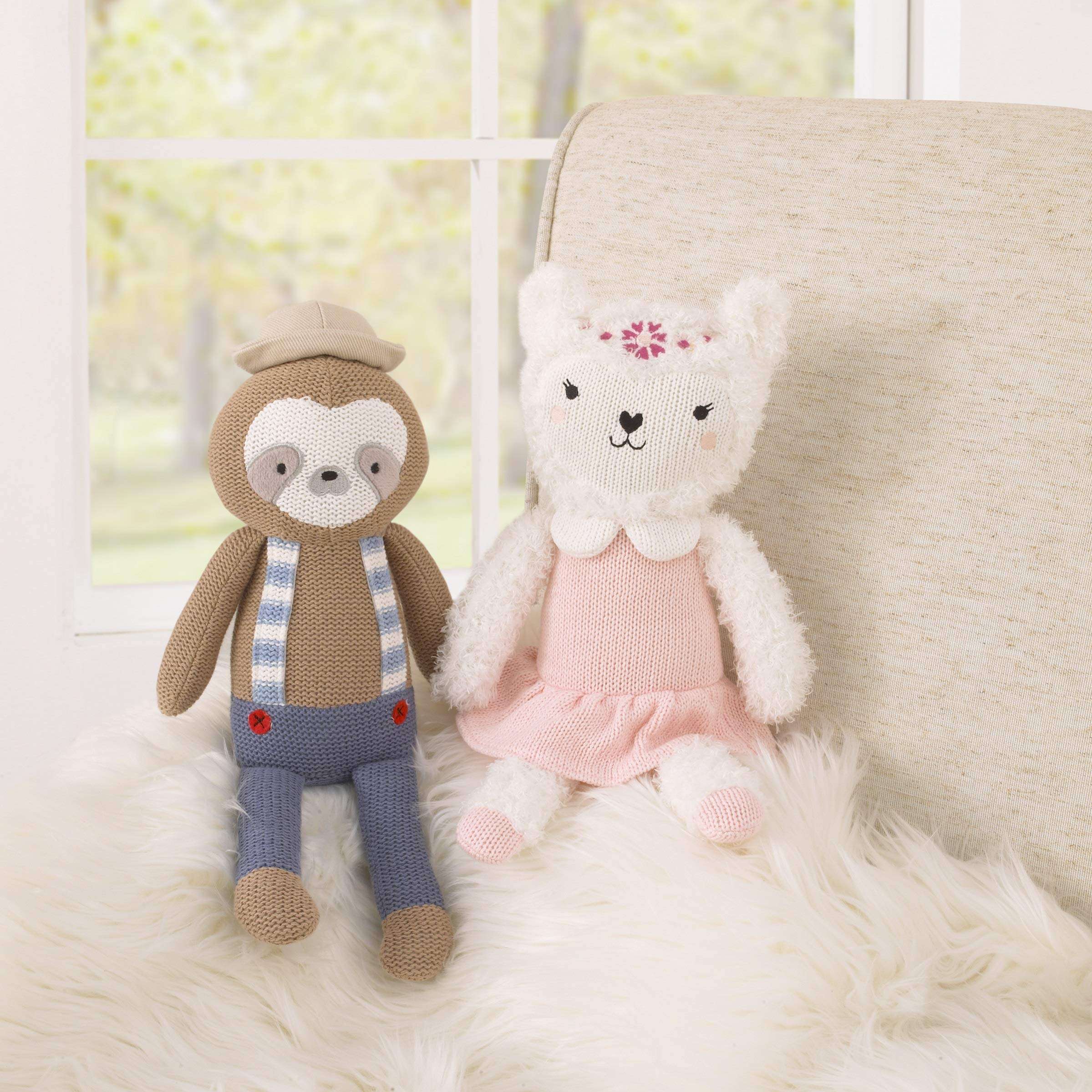 Cuddle Me Scottie The Sloth 12" Grey & Blue Knit Plush Stuffed Animal, Grey, Blue, Red, (3745008P) 6