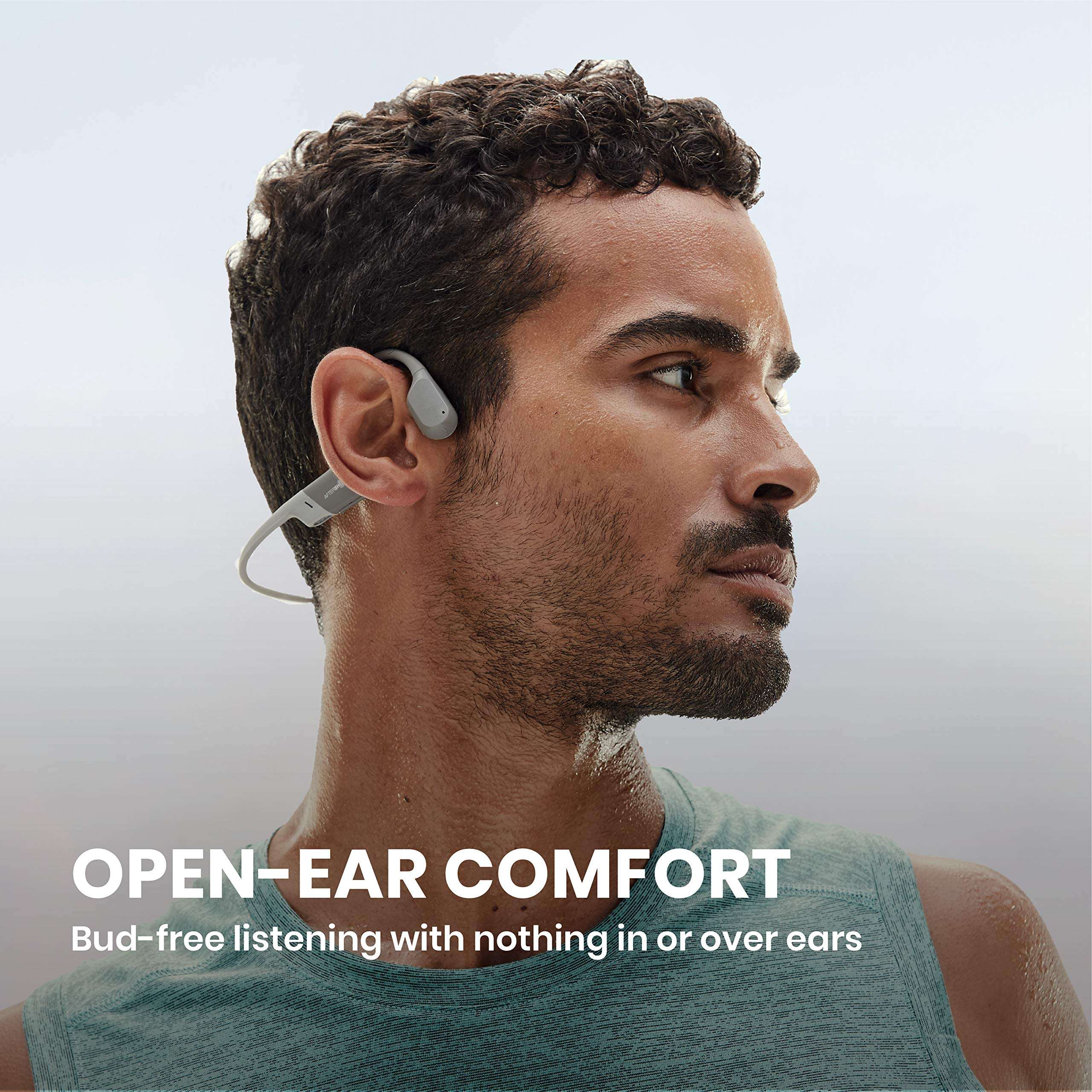 Aftershokz Aeropex (Rebranded as Shokz OpenRun) - Open-Ear Bluetooth Bone Conduction Sport Headphones - Sweat Resistant Wireless Earphones for Workouts and Running - Built-in Mic - with Sport Belt 2