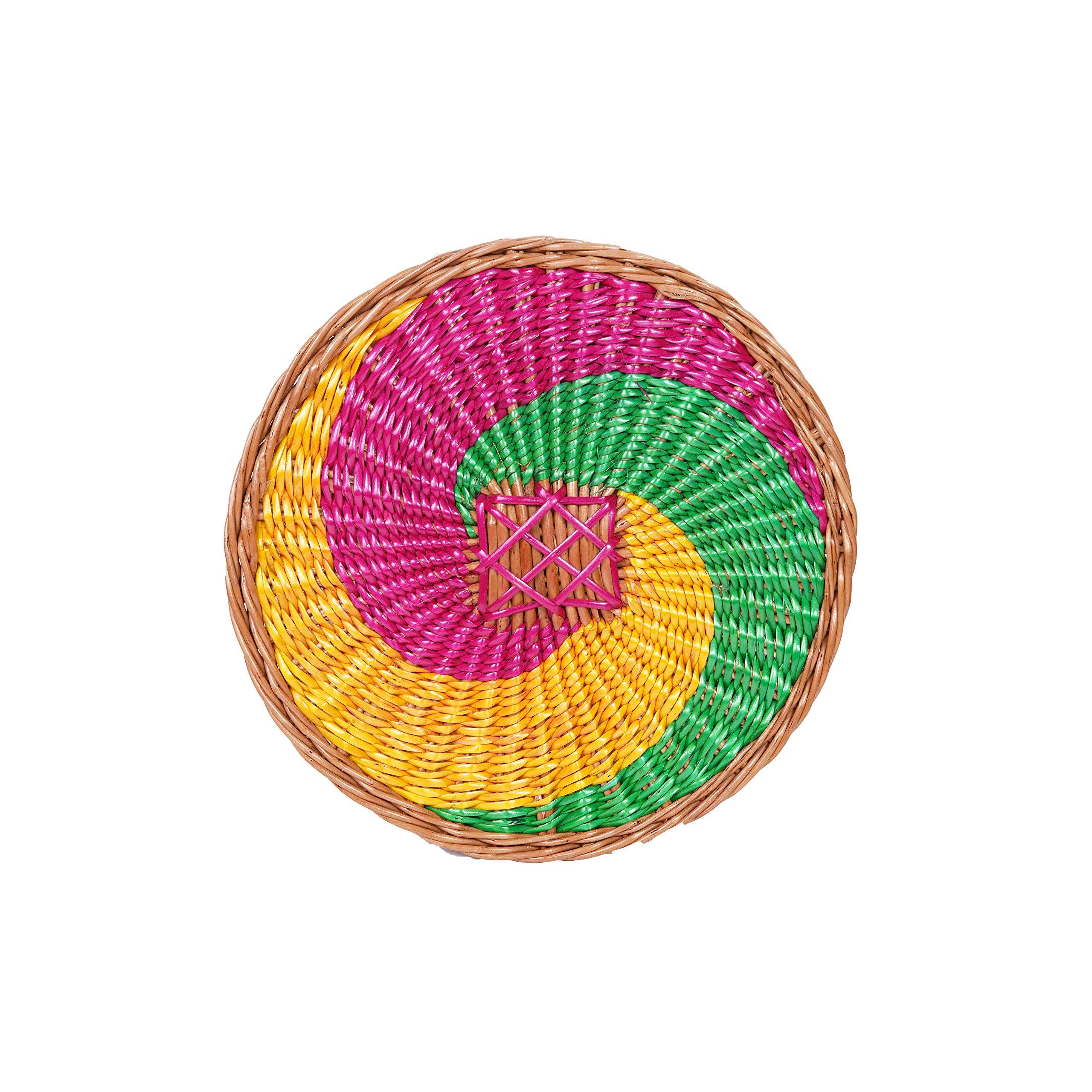 Kadam Haat Handmade Wicker Wall Plate | Wall Decor Hanging Wall Plates For Living Room Bedroom & Home Decoration (Colored, 12") 3