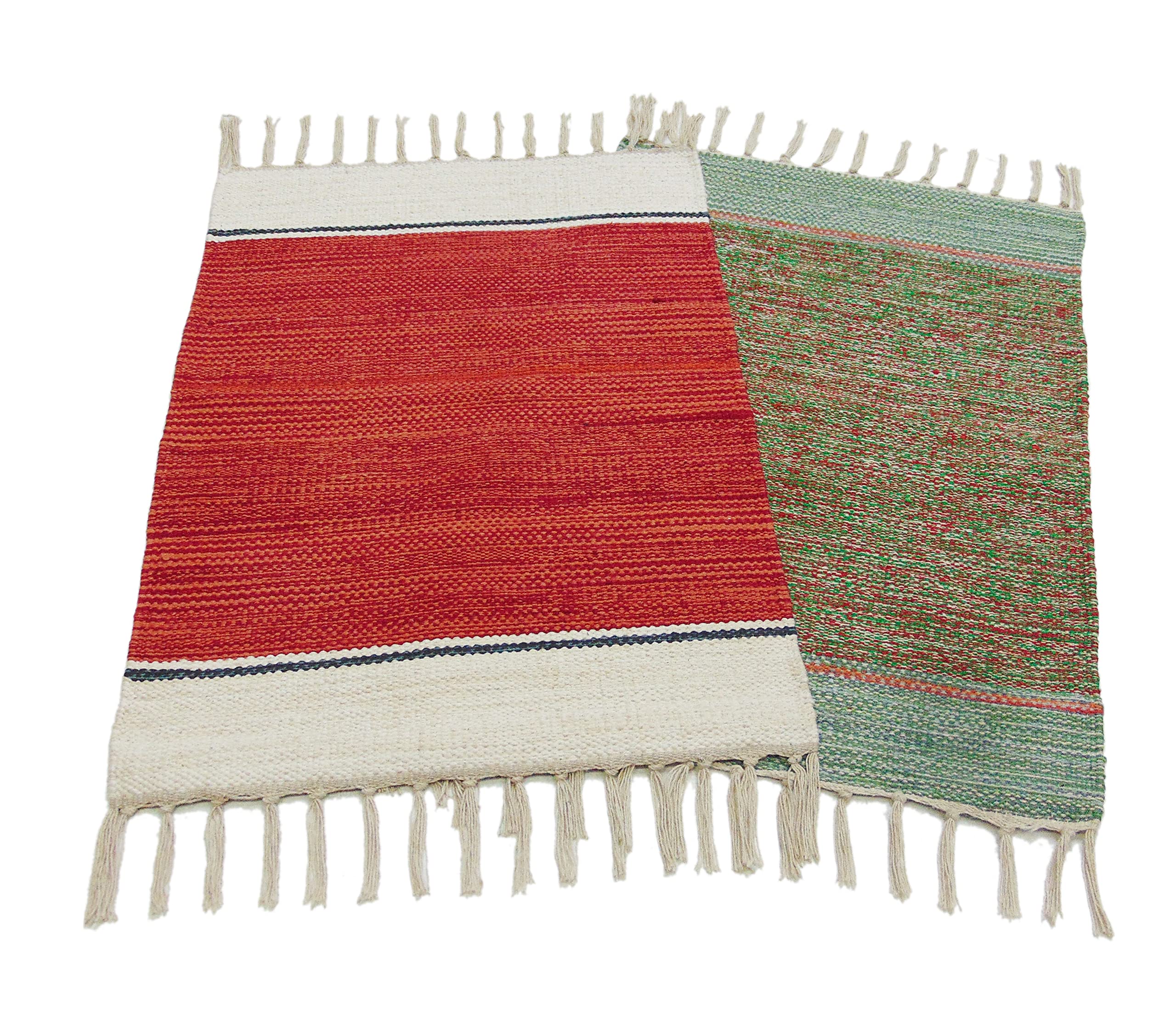 MDZ™- Modern Decorative Zone - Hand Woven Cotton Modern Assorted Border Rug | Size : 16 x 24 Inch or 40 x 60 cm | Color - Assorted Multi | Machine Washable | Eco Friendly | Multi Uses (Combo of 2 Pcs) 6