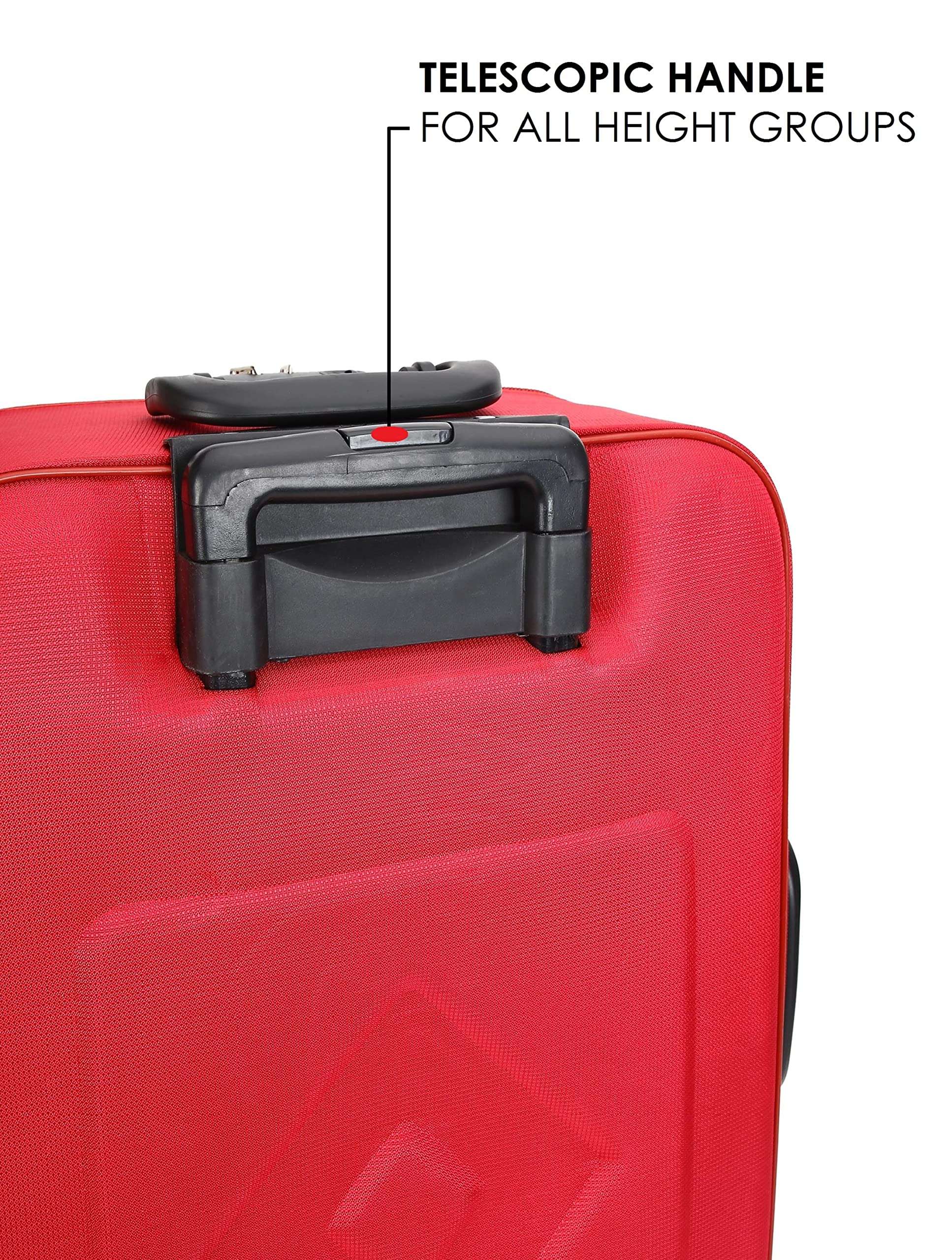 Trolley Bag Set, Small and Medium Suitcase for Travel, 2 Wheel 55 & 65 Cm Luggage for Men and Women's, Soft Side Cabin and Check in Bag (Combo, Red SS) 5