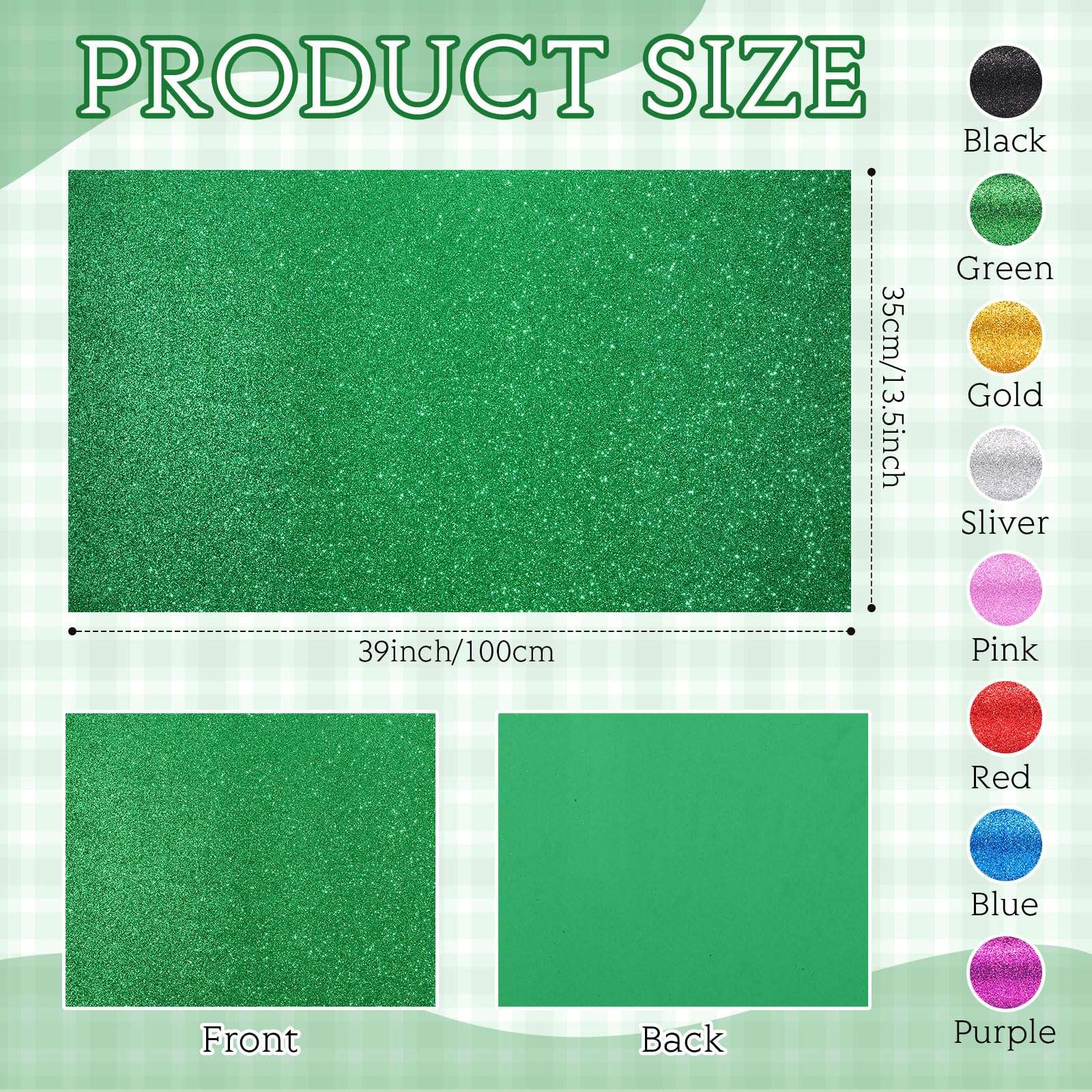 Fainne 8 Pcs Craft Foam Sheet Roll, 39''x13'' Colorful EVA Foam Sheet for Craft Classroom Bulletin Board Cutout Hanging Decor Wedding Favors DIY Projects(2 mm Thick,Glitter Colors) 3