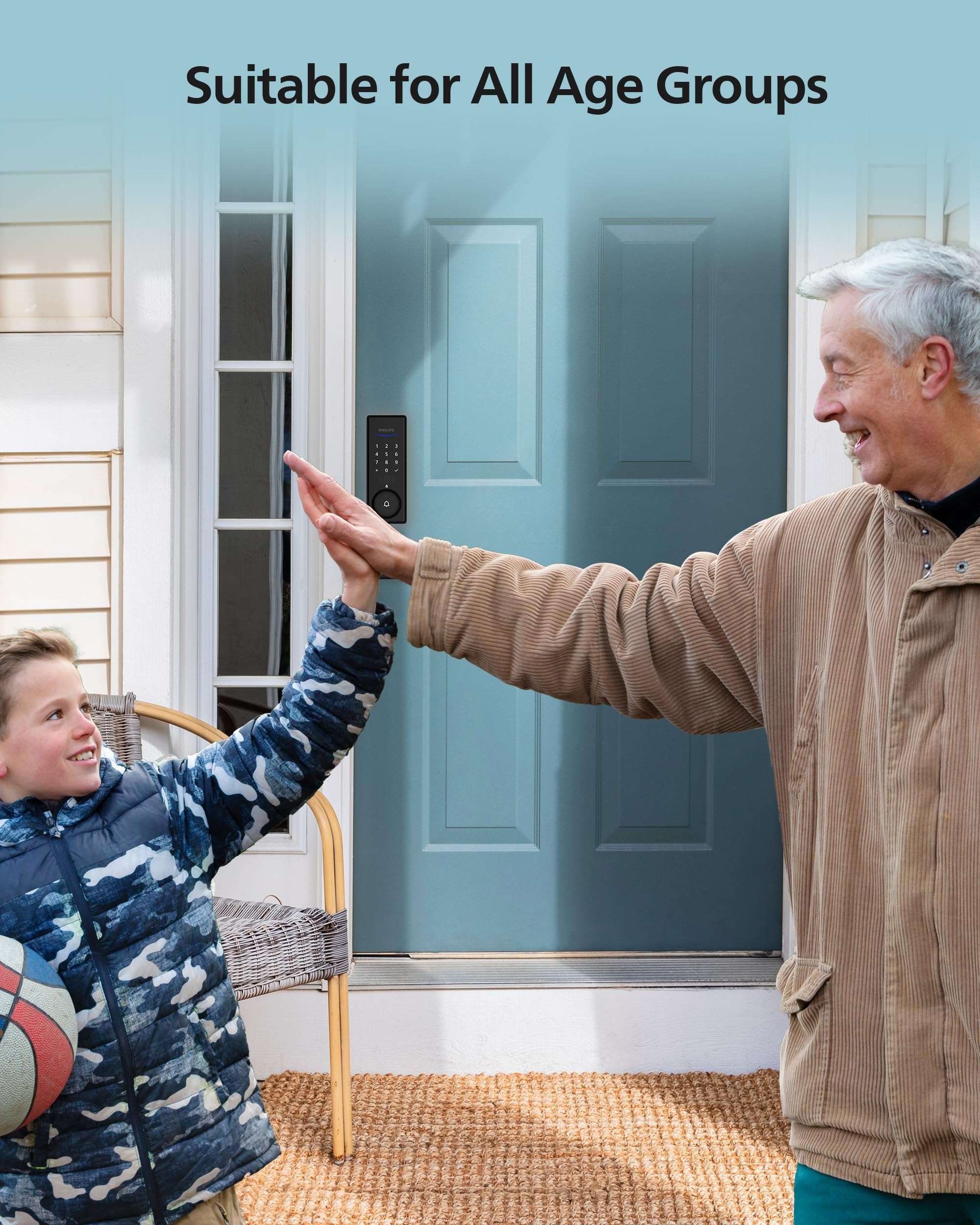 Philips Palm Recognition Wi-Fi Smart Deadbolt Lock, 2-in-1 Doorbell & Palm Recognition Keyless Entry Door Lock, Built-in WiFi, Remote Control, Wireless Chime, Auto-Unlock&Lock, One-Touch Lock, Black 6