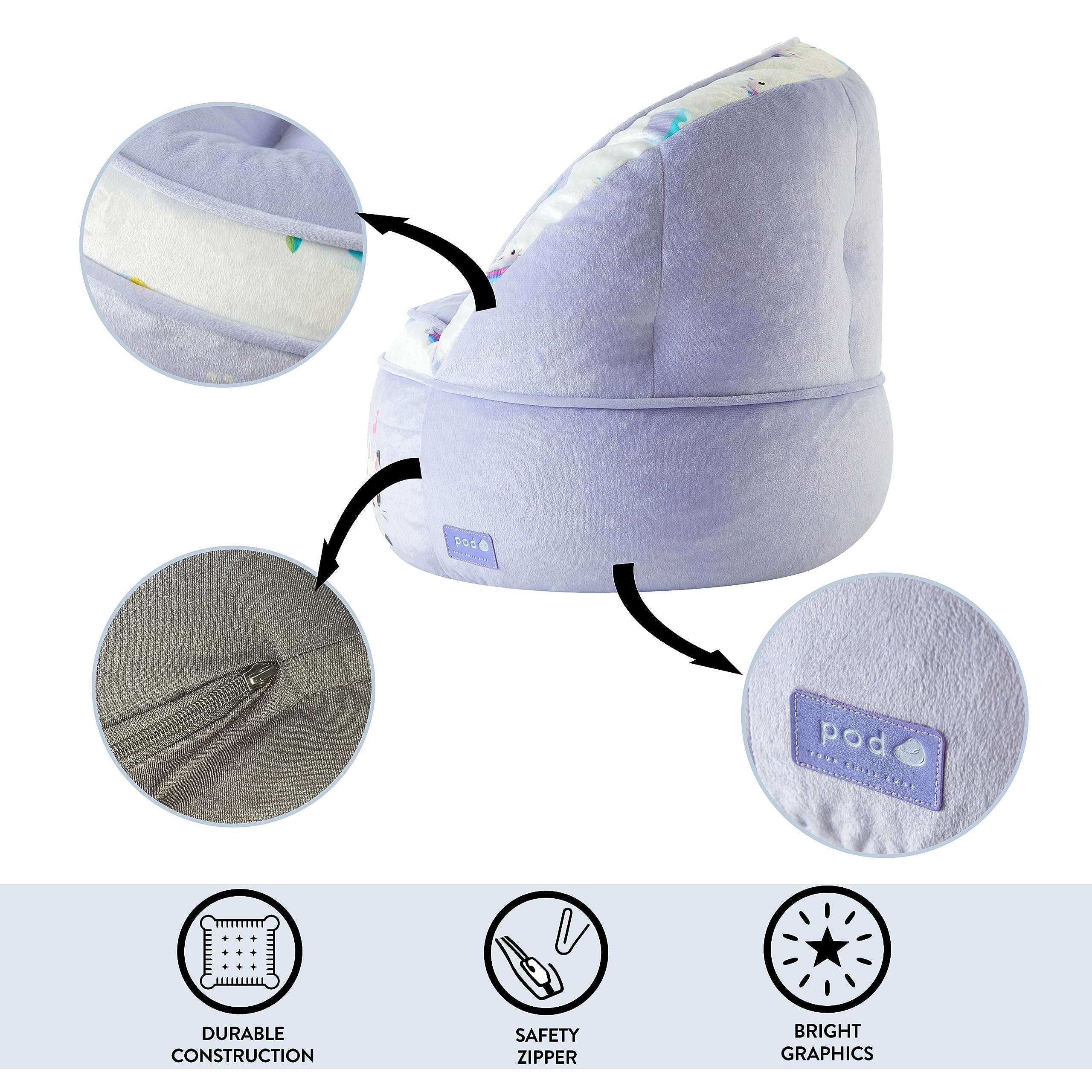 Idea Nuova Gabbys Dollhouse Purple Round Bean Bag Chair for Kids, Ages 3+, Large 5