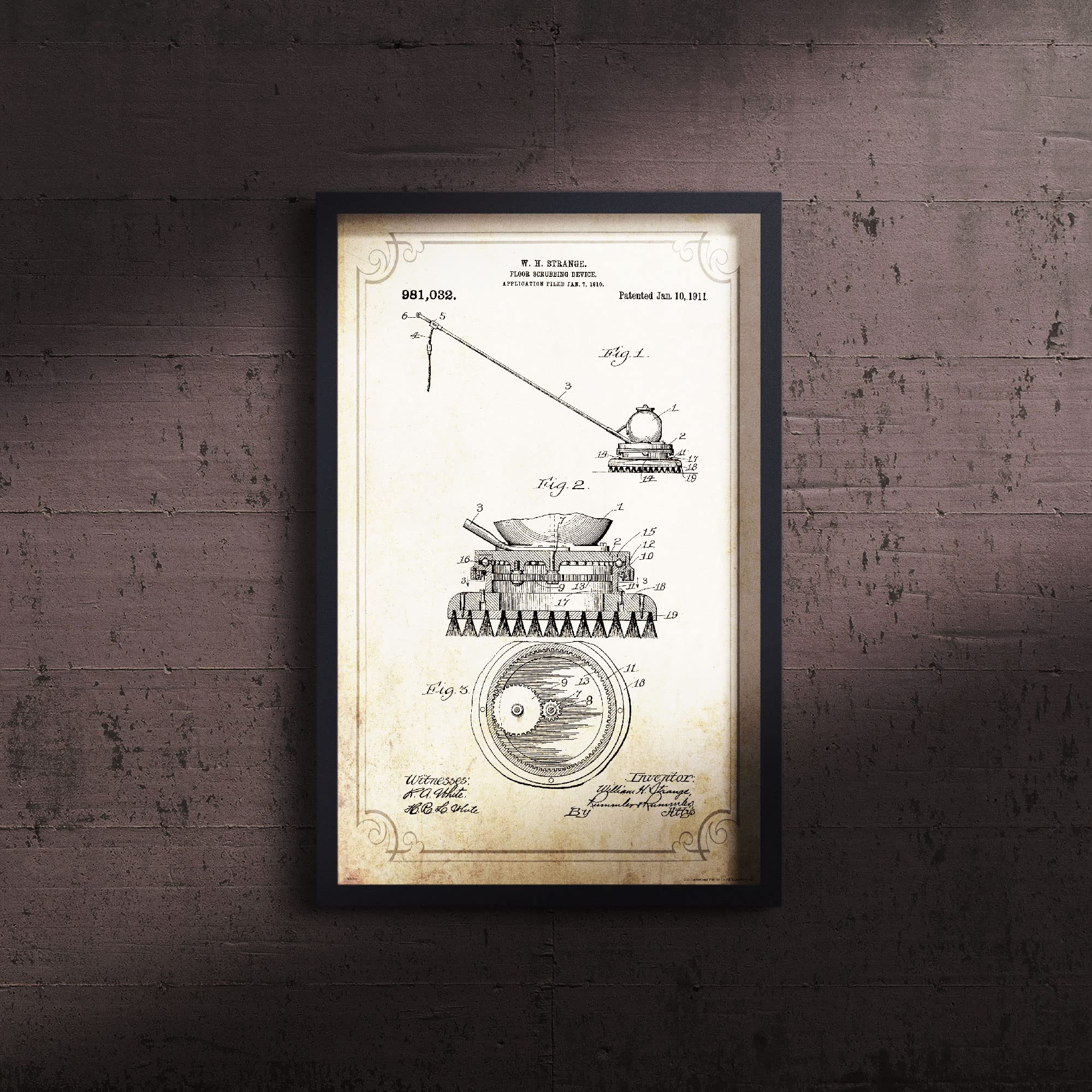 Inspirational Wall Art Co. - Vintage Floor Scrubber Patent Art Print Janitorial Service Office Decor 11X17 inches 5