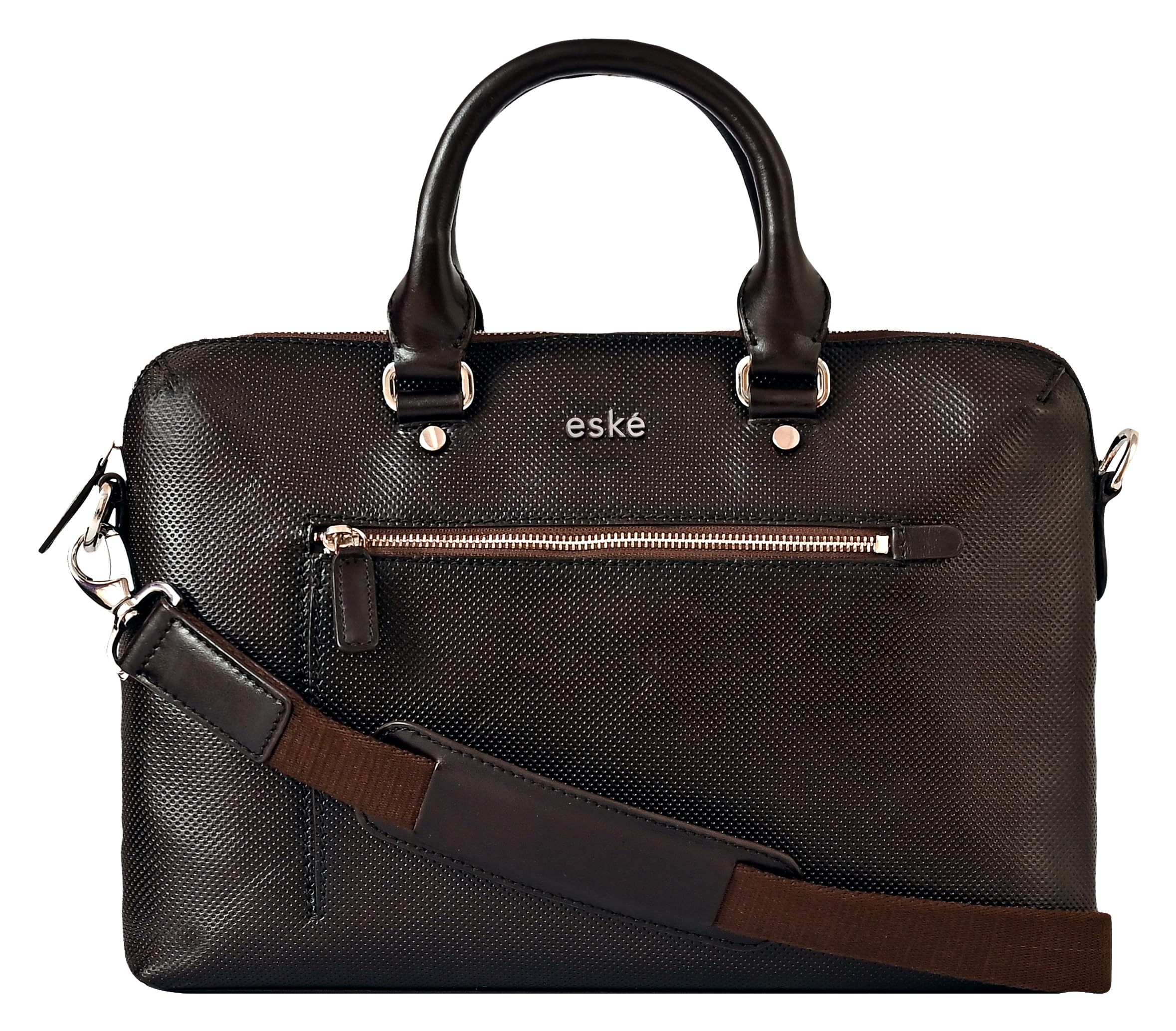 eske Indulf 13" Genuine Leather Laptop/Macbook Bag for Men, Women | Office Bag | Laptop Messenger Bag with Shoulder Strap | Spacious Compartment | Water Resistant 1