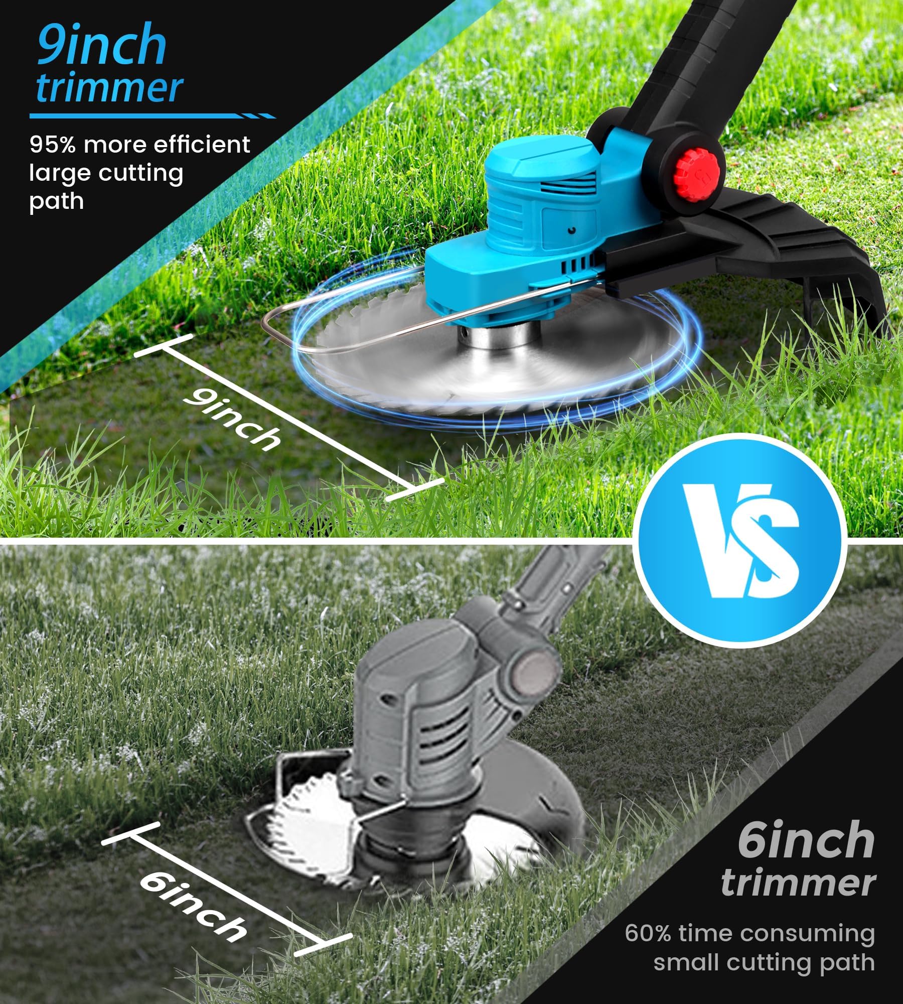 2025 Cordless Weed Wacker,Brushless 12-Inch Electric Weed Eater,with Versatile 3 Cutting Methods and 2 X 4.0Ah Electric Weed Wacker for Lawn Bush Weeds,Garden,Yard Care 3