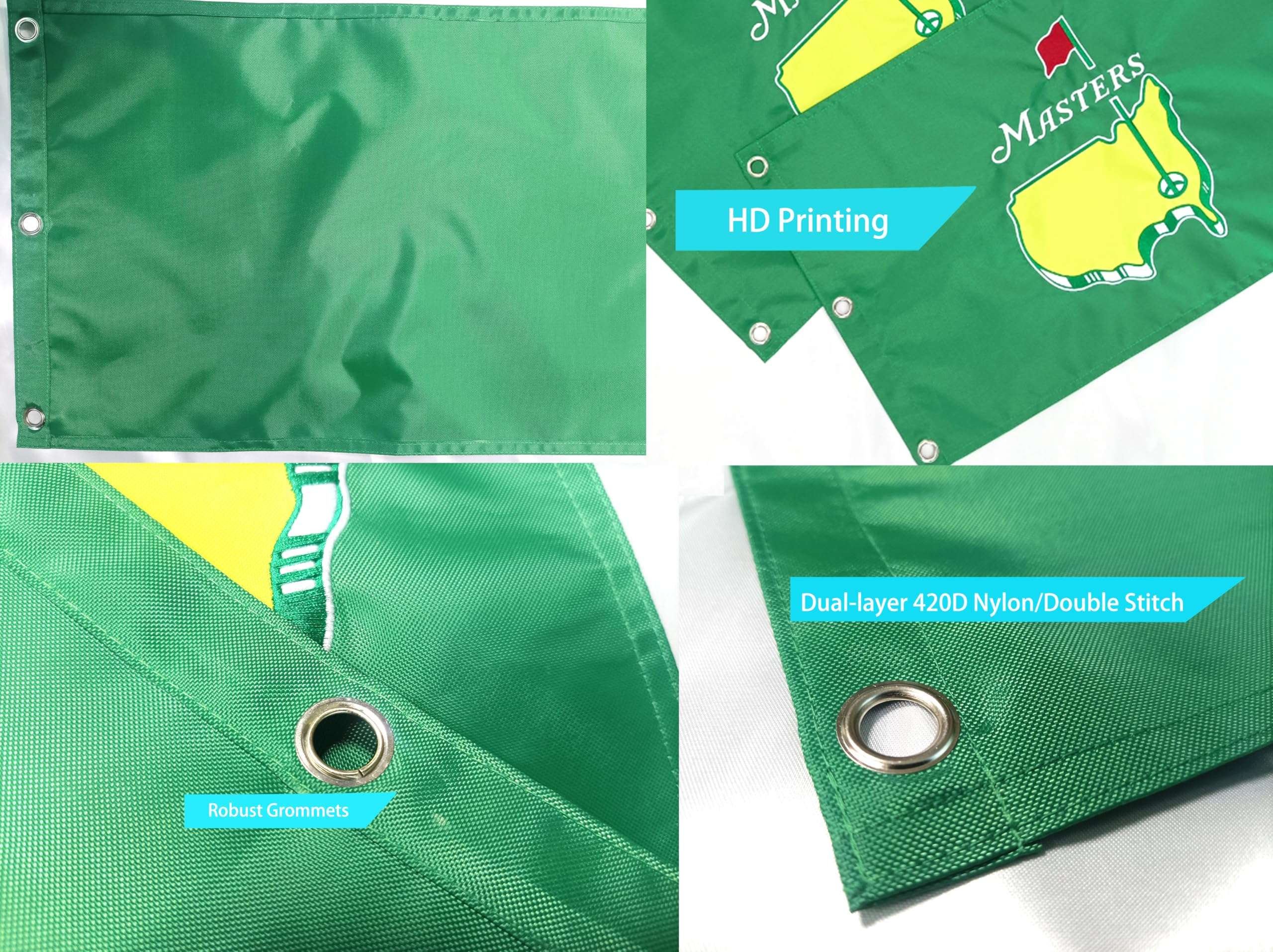 KasFlag Putting Golf Flag?13x20Inch?420D) Practice Putting Flag with Regulation Tube Flag Embroidery Nylon Pin Flags,Golf Flag with Grommets, Green 3