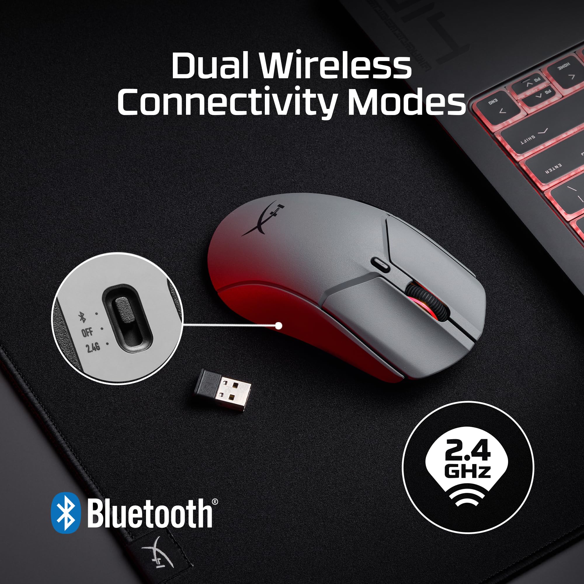 HyperX Pulsefire Haste 2 Pro 4K Wireless Gaming Mouse for PC, 4k Polling, Rechargeable 90 Hour Battery, Lightweight 61g, 26K Sensor, 2.4GHz, Bluetooth, Slate Grey 4