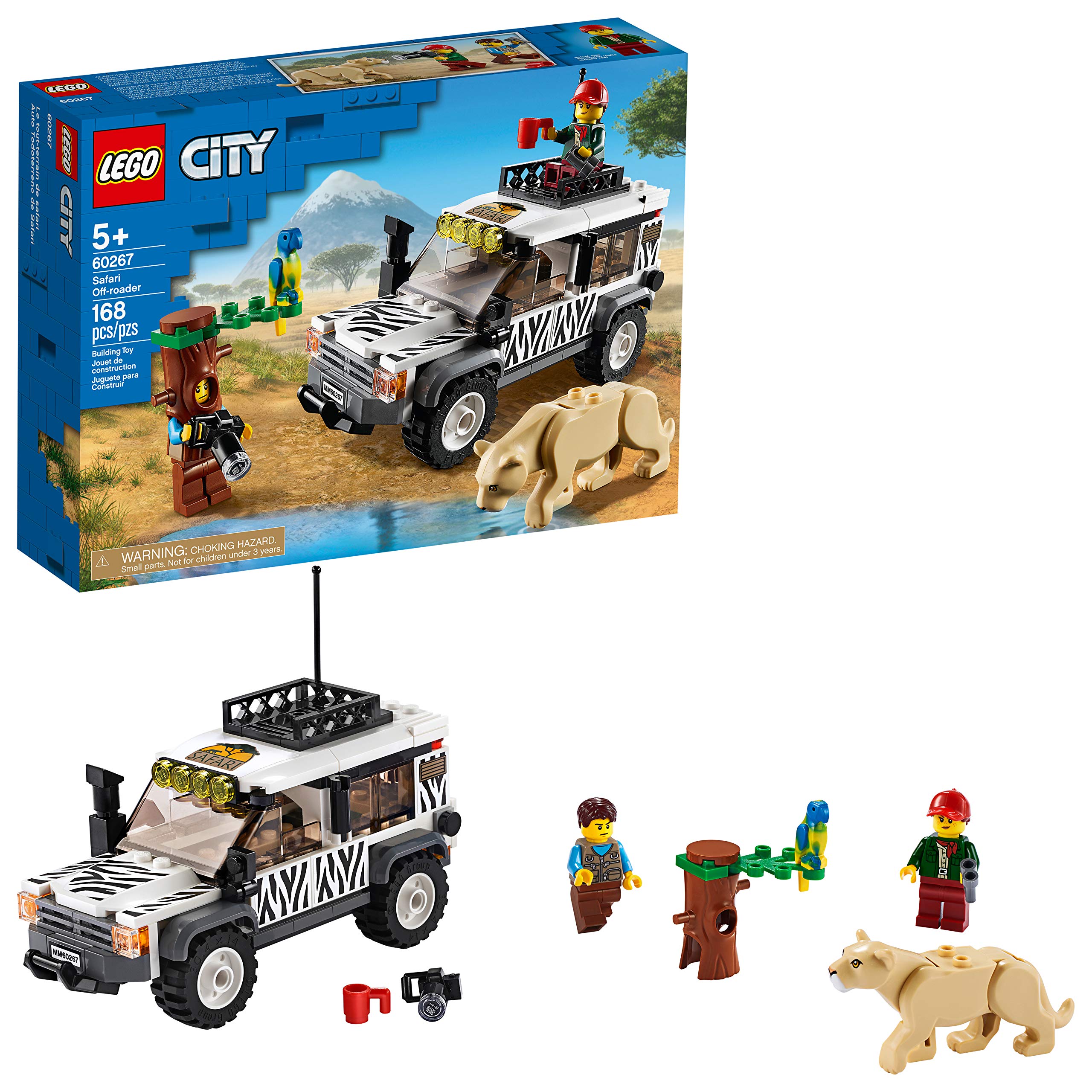 LEGO City Great Vehicles 60267 Safari Off-Roader 4x4 Car Toy with Photographer, Explorer and Jungle Animals, Wild Adventure Set,Multicolor,Pack of 168 Pieces 1