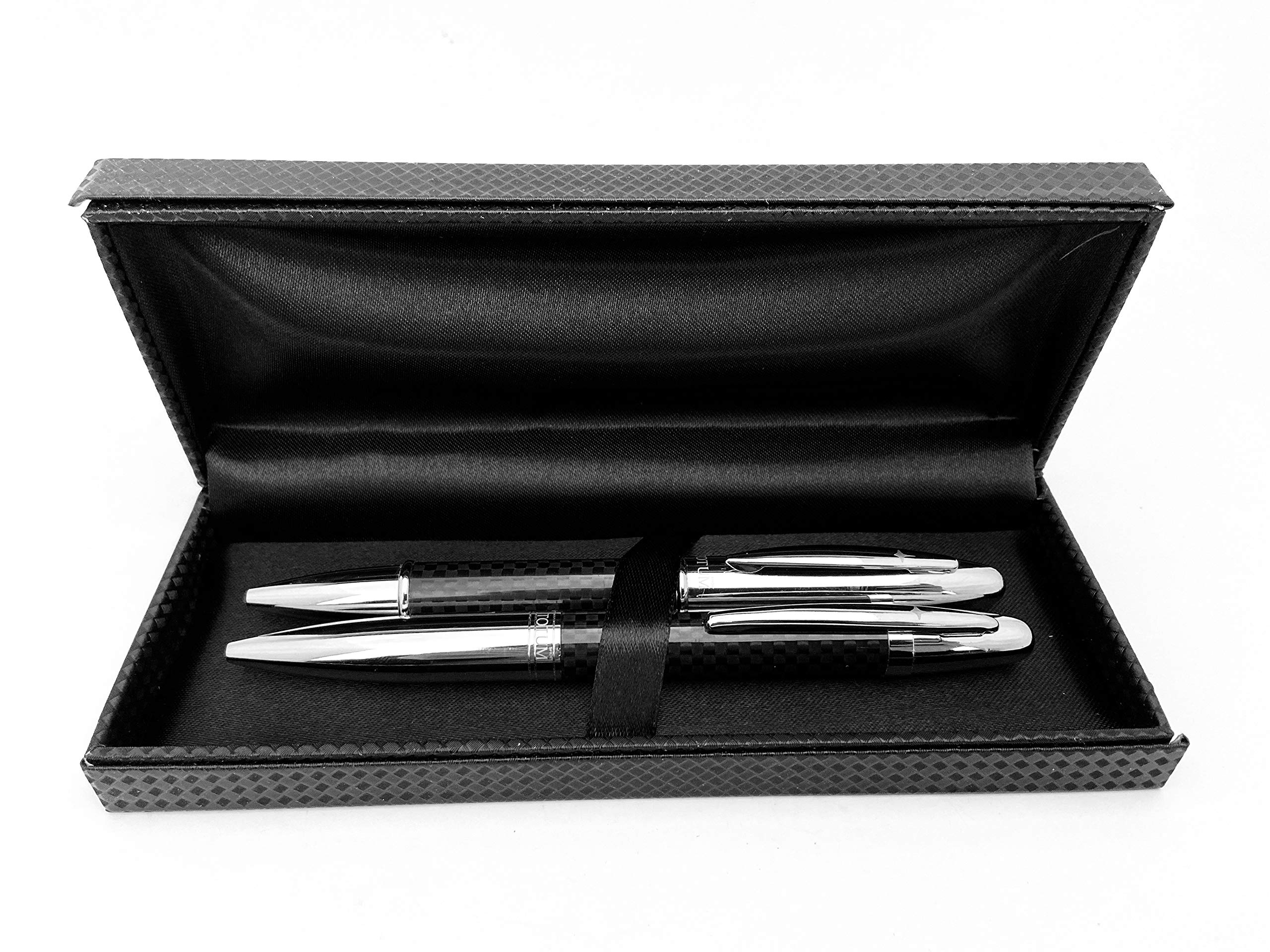 SHOPTOTUM Carbon Fiber Ballpoint Pen Set - Metal Retractable Pen Tip with Black Ink - Smooth and Easy Writing for Men or Women in School, Office, Business & more | Adorable Gift Box Included (Chrome) 6