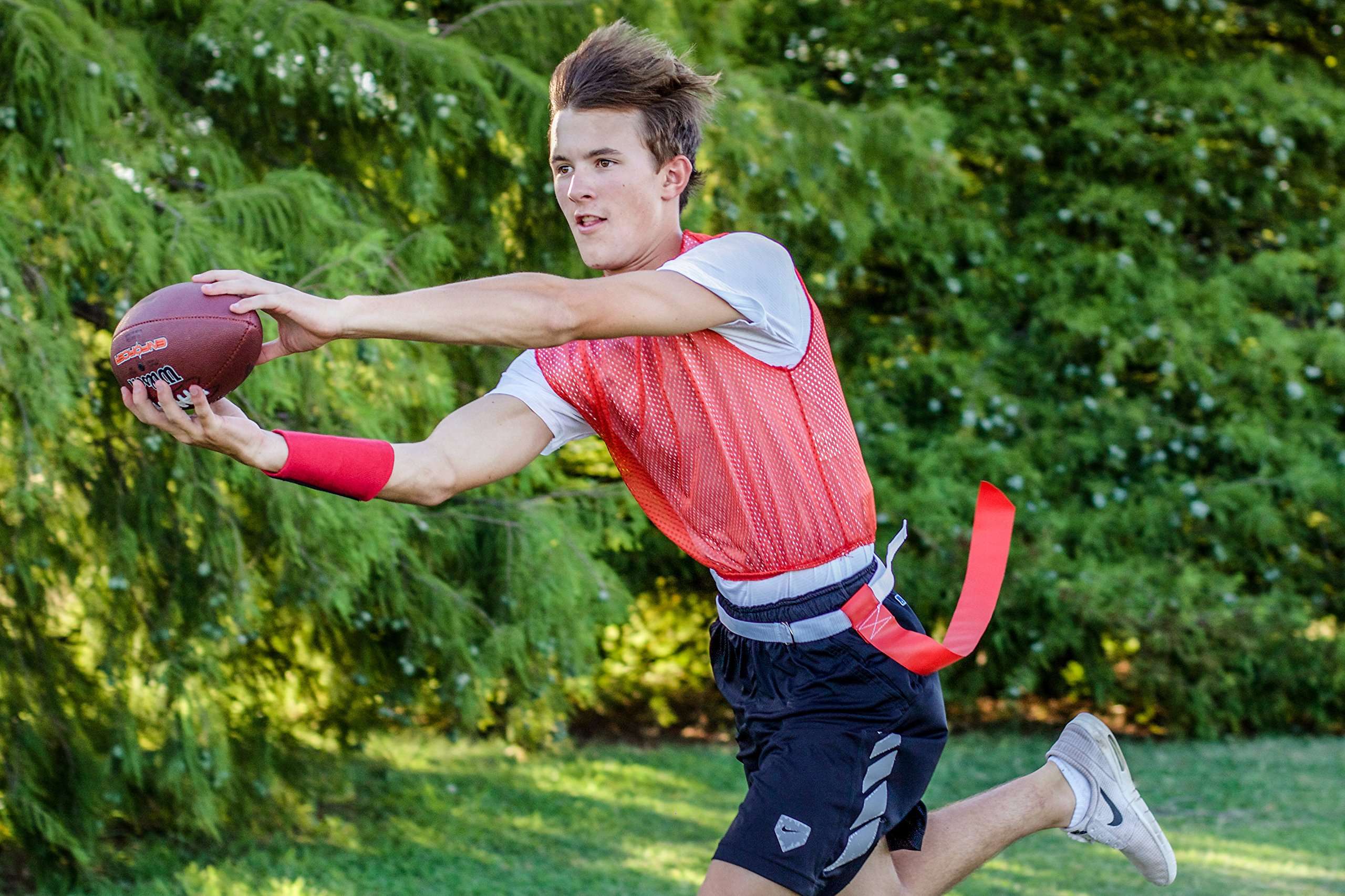 WristCoaches Football Play Wristbands - Youth Quarterback Gear - Wristband Playbook - Softball Wristbands for Signs Red 5