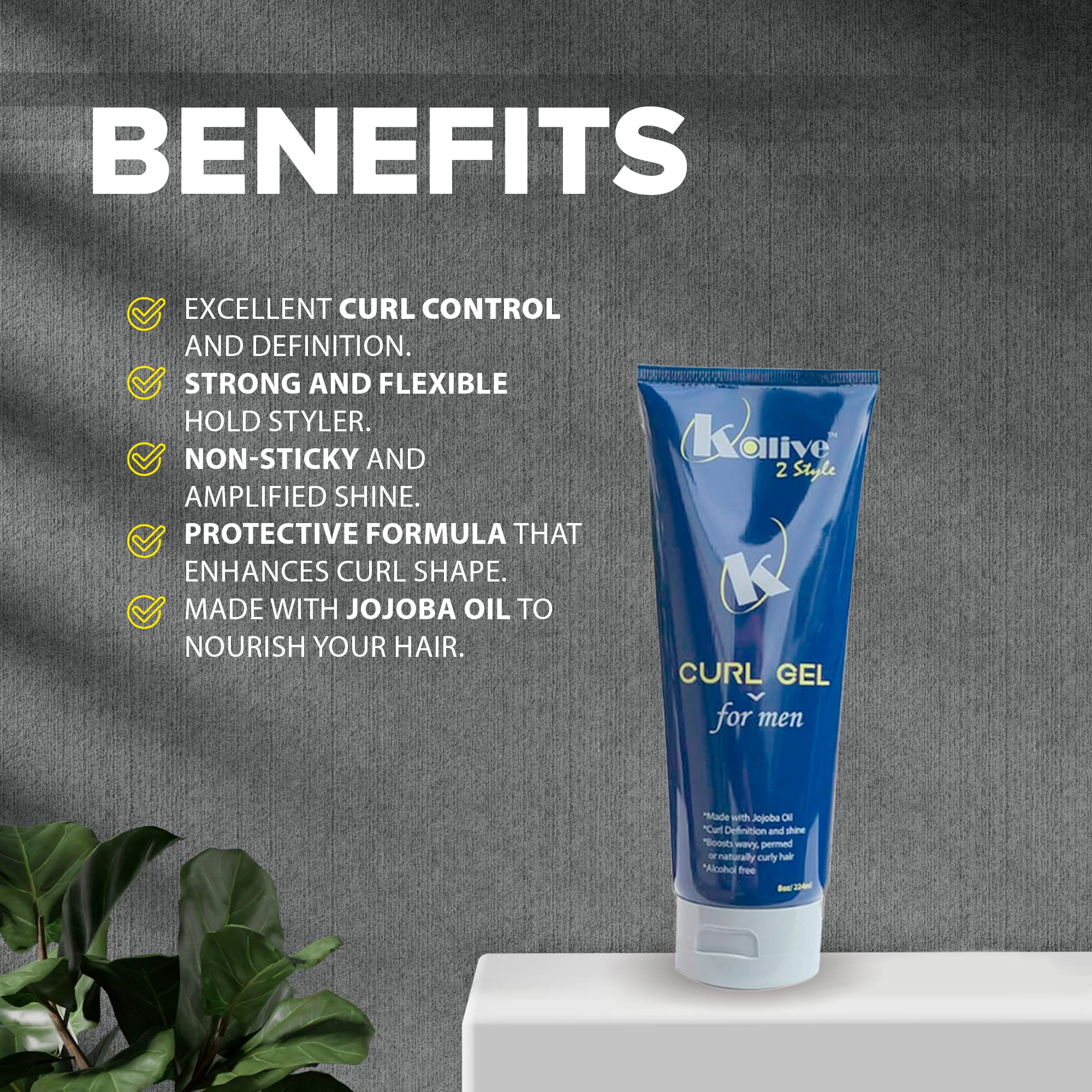 KALIVE Curl Gel for Men 8 oz. Hair Gel for Men, Quality in Mens Hair Products, Defines Curls, Reduces Frizz, Enhances Natural Waves, Curls or Perms. 3