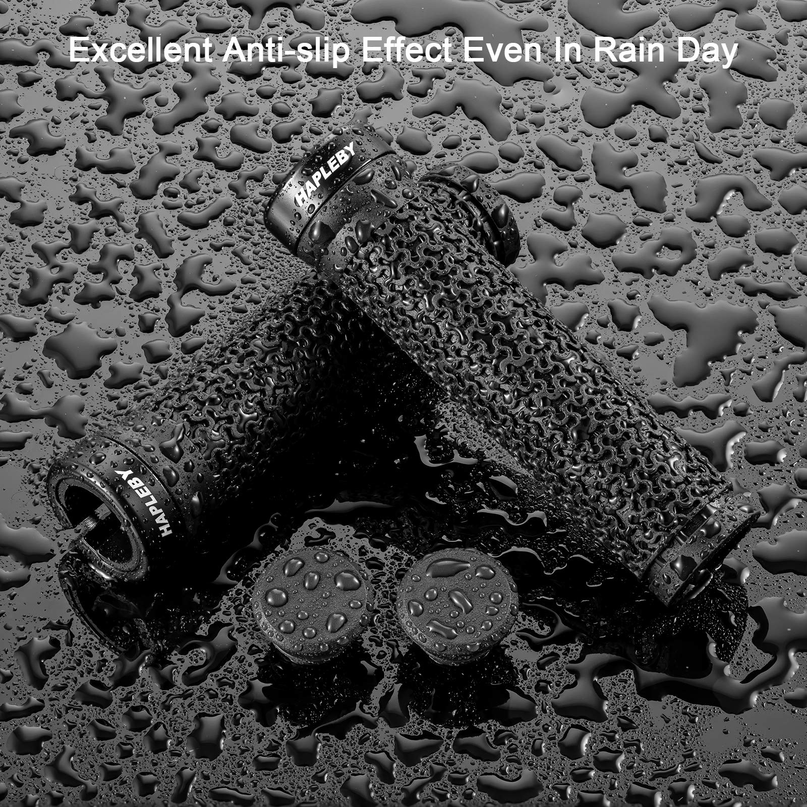 Hapleby Premium Bike Handlebar Grips, Single Lock-on Professional Mountain Bicycle Handlebar Locking Grips with Anti-Slip, 2PCS Screw and 2PCS Allen Wrench for Free 4
