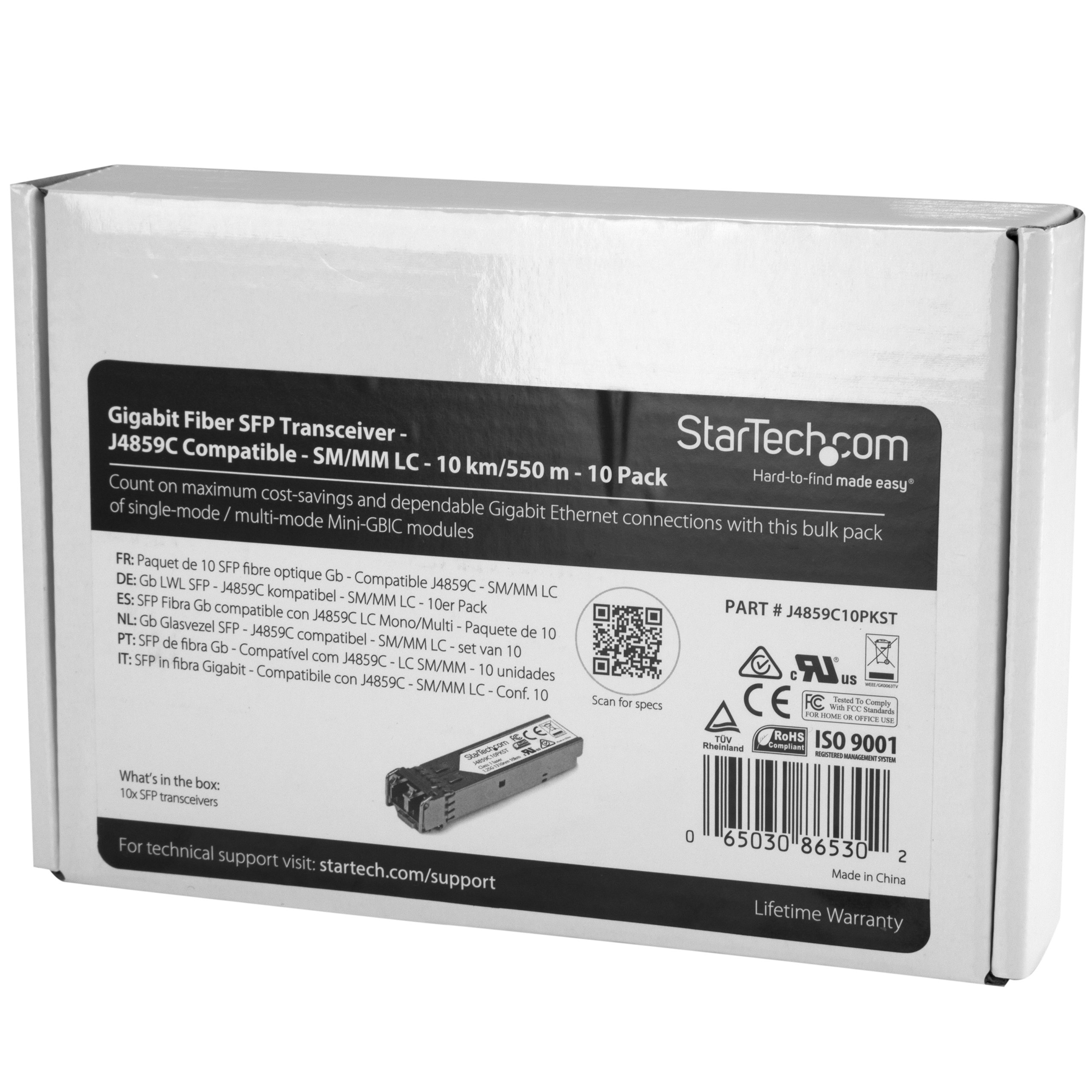 StarTech.com 10 pack HPE J4859C Compatible SFP Module1000BASE-LX GbE Single Mode (SMF)/Multi Mode (MMF) Fiber Optic Transceiver 1GE Gigabit Ethernet SFP-LC 10km-1310nm DDM HPE 1400 1700(J4859C10PKST) 6