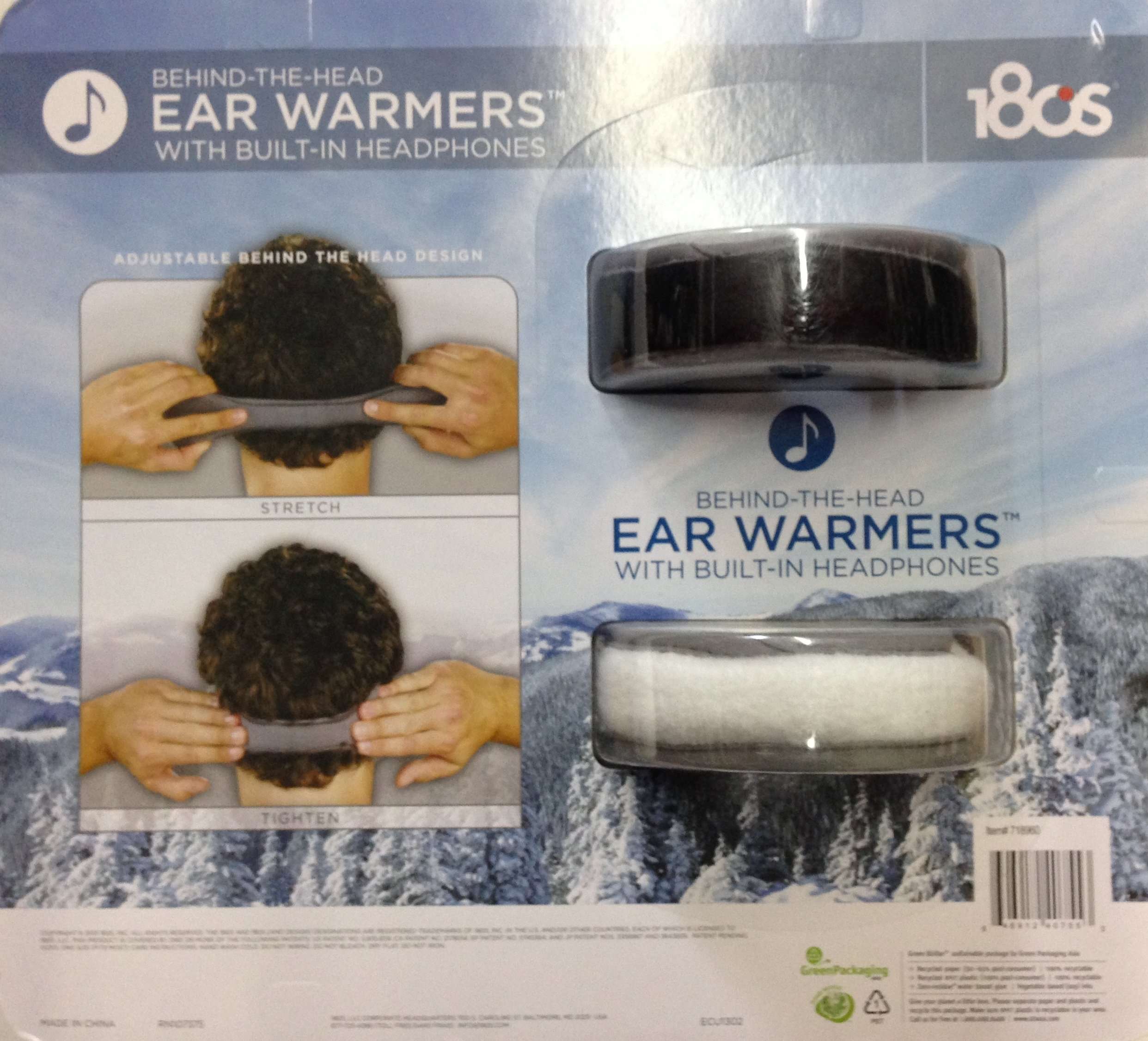 180s Unisex 2-Pack Behind the Head Adjustable Ear Warmers With Built In Headphones 3