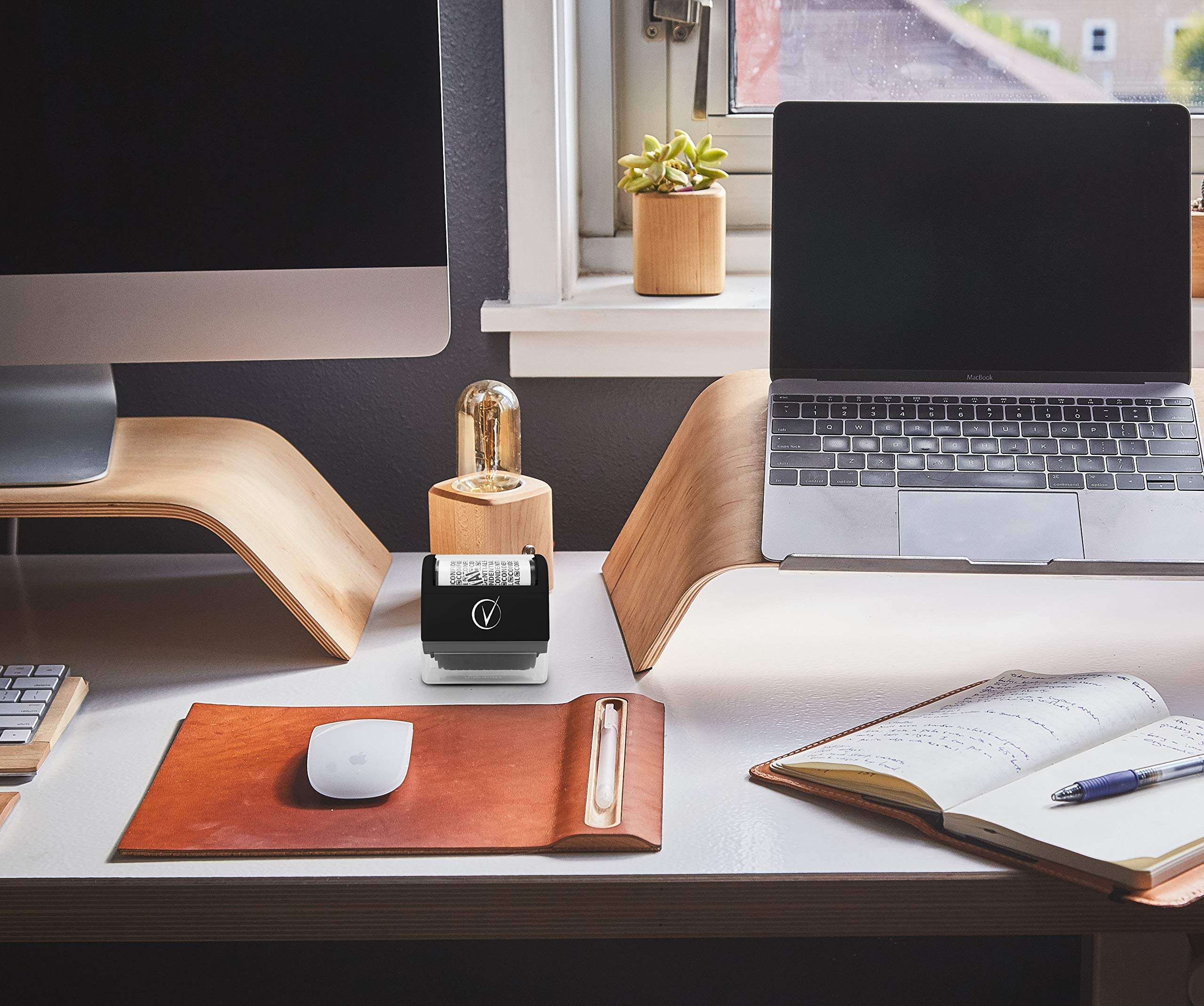 Vantamo Identity Theft Protection Roller Stamp Wide Kit, Including 3-Pack Refills - 2017 Design for Secure Confidential ID Blackout Security, Anti and Privacy Safety Classy Black 5