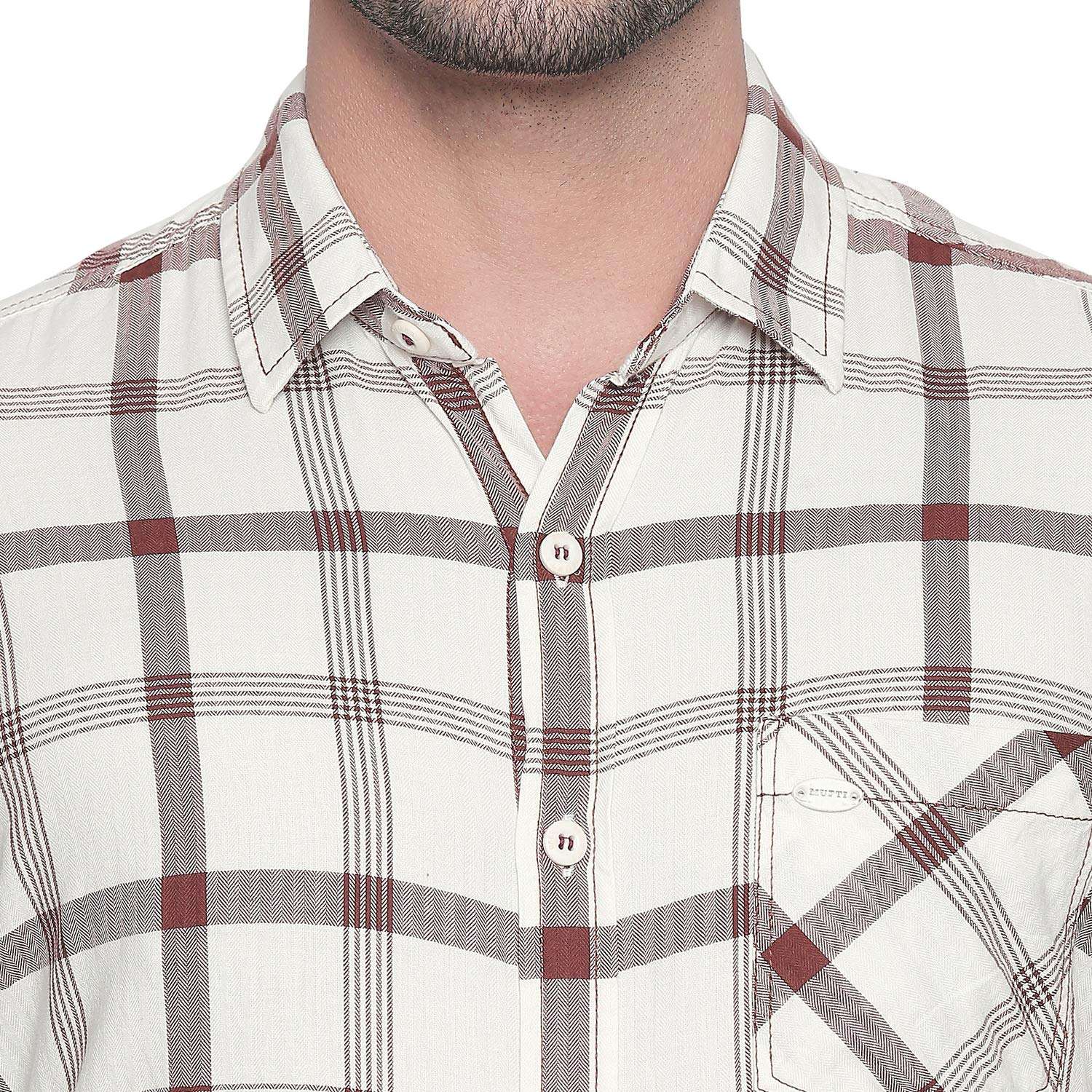 MUFTI Mens Slim Fit Checked Casual Shirt (Sky Blue_Medium) 5