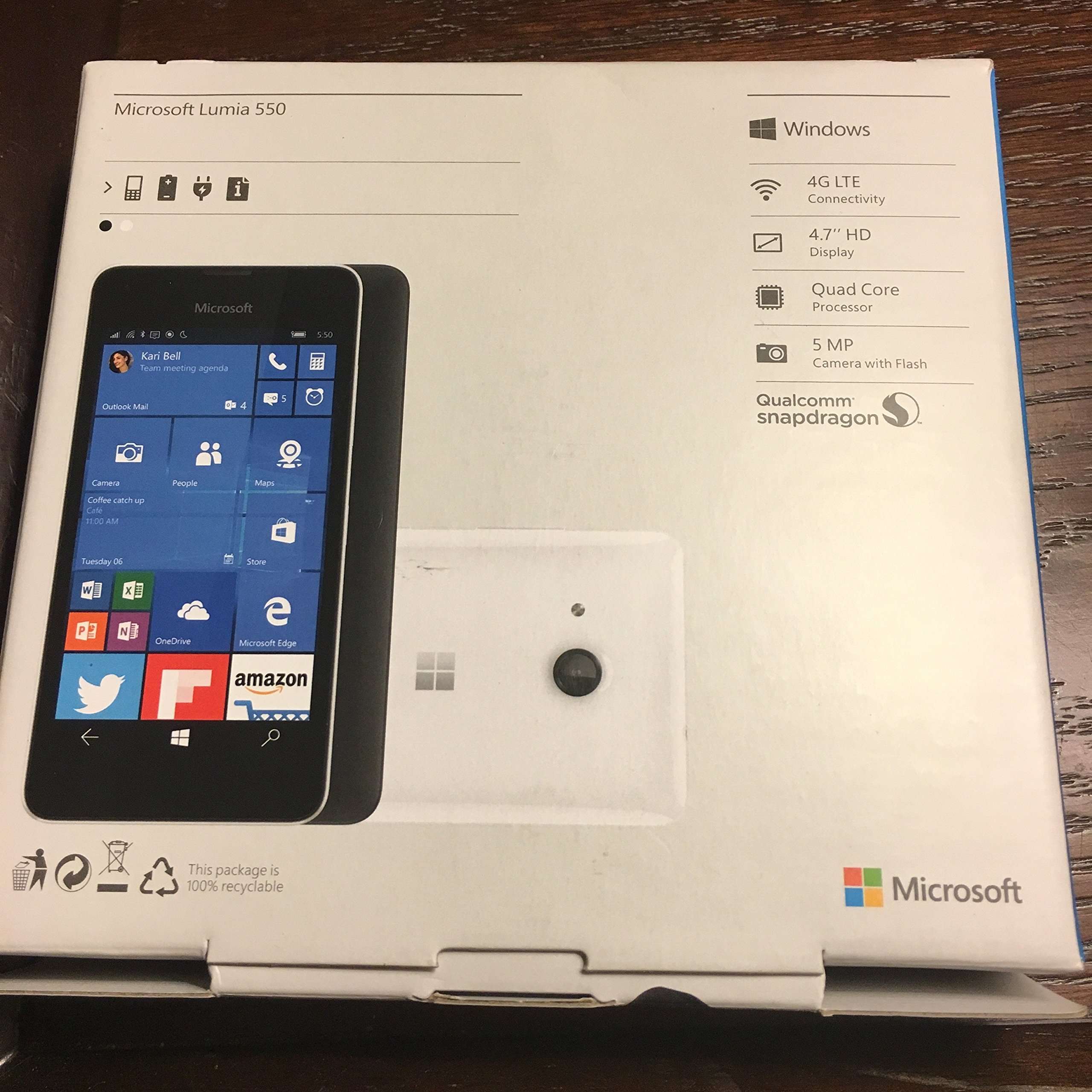 Microsoft Lumia 550 RM-1127 8GB (GSM Only, No CDMA) Factory Unlocked 4G/LTE - International Version No Warranty (Black) 5