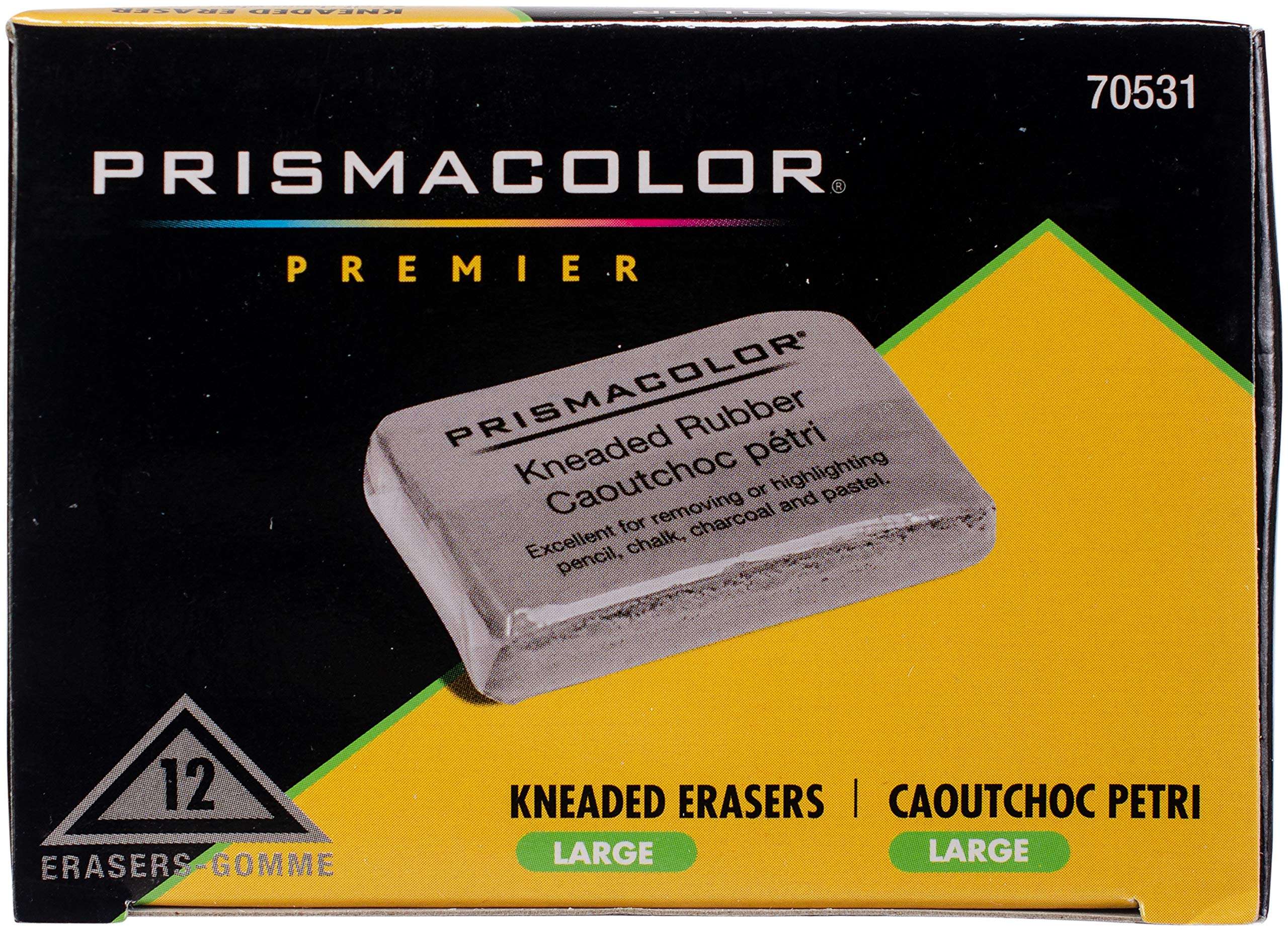 Prismacolor Eraser, Kneaded Rubber Eraser Large, Grey, 12 Pack 1