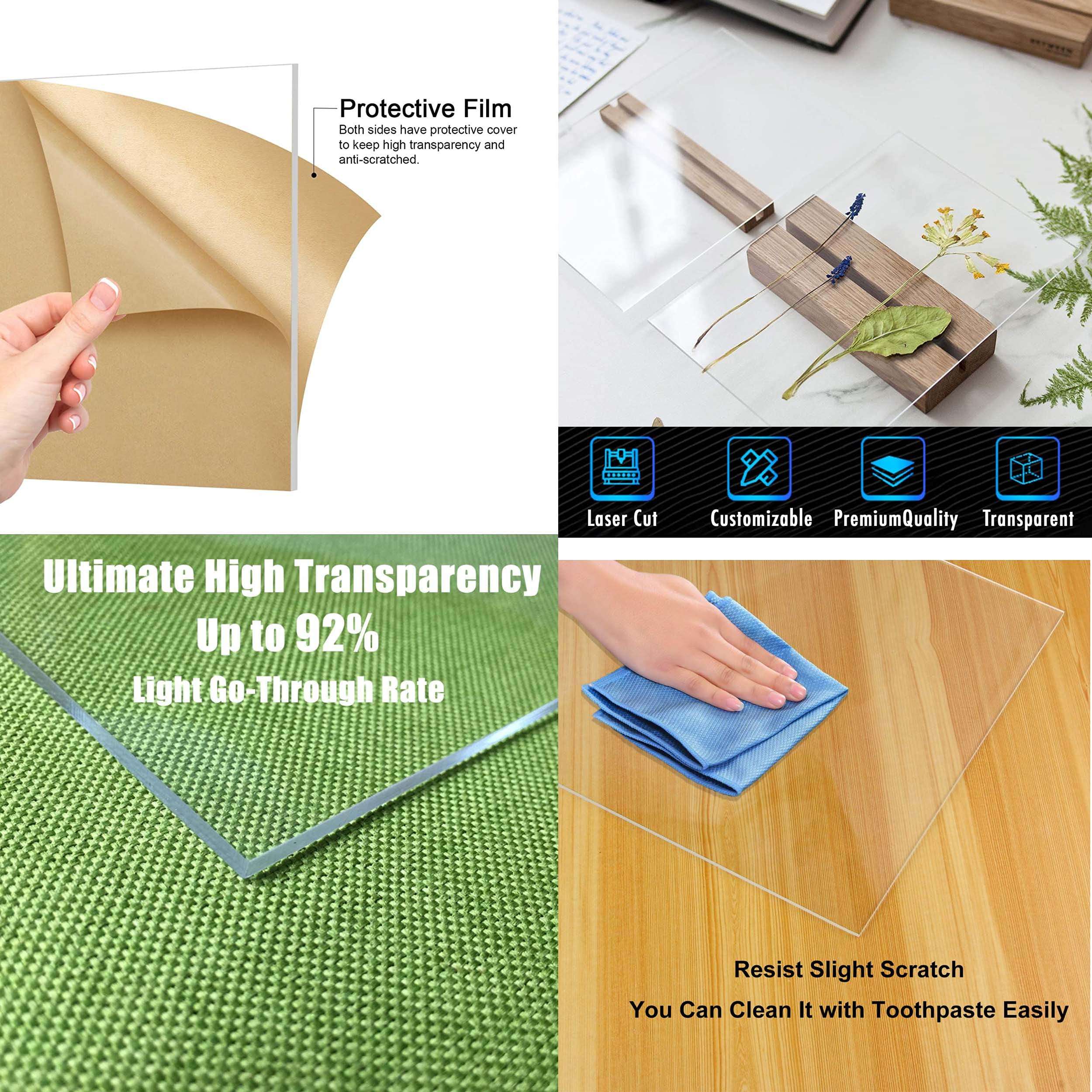 Parikshit Sublimation A3 clear acrylic glass sheet transparent board 3mm panel for DIY craft window glass painting picture frames Face shields Signs Display Kids projects etc (Size 12X18 Inch) 4