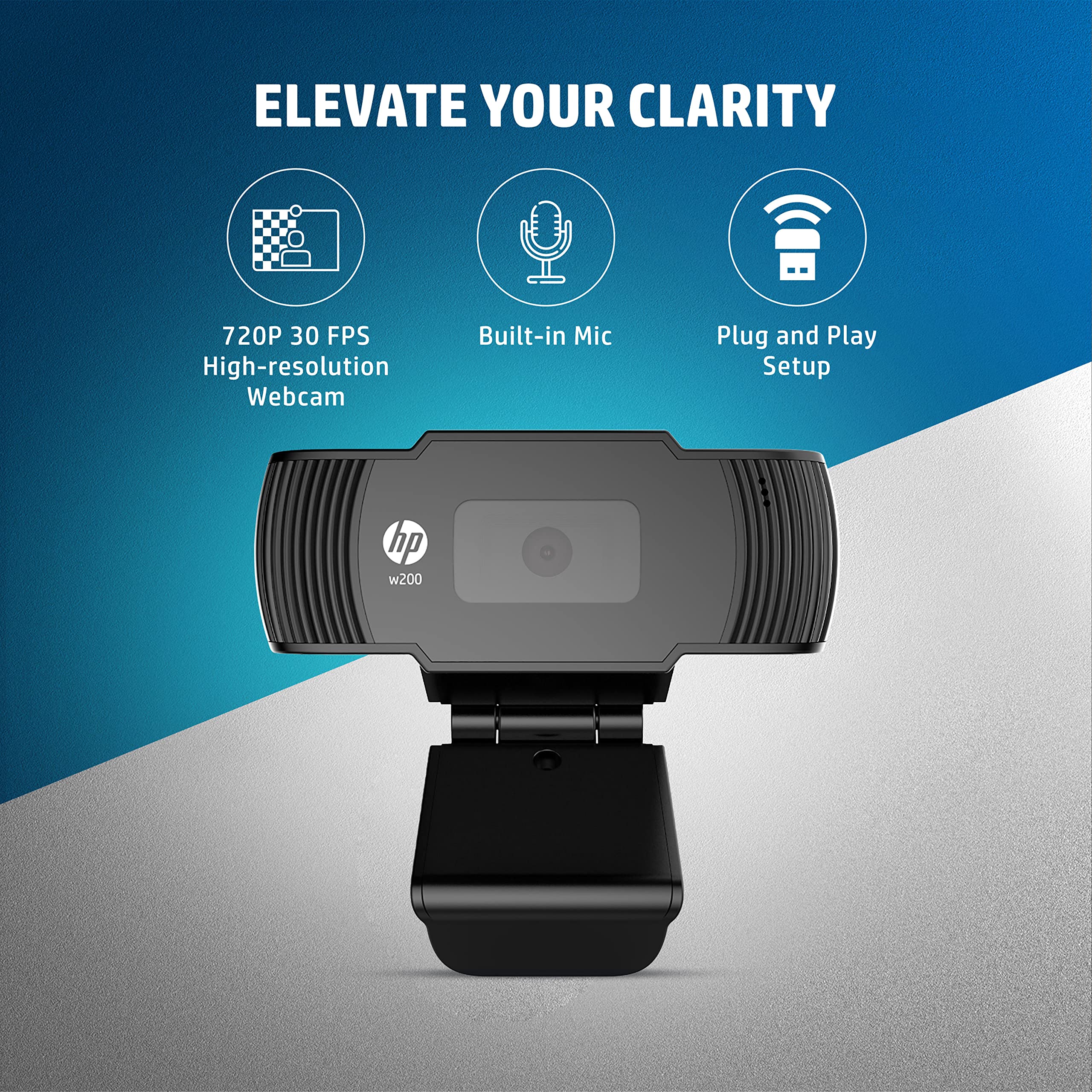 HP w200 HD 720P 30 FPS Digital Webcam with Built-in Mic, Plug and Play Setup & 32GB Class 10 MicroSD Memory Card (U1 TF Card 32GB) 4