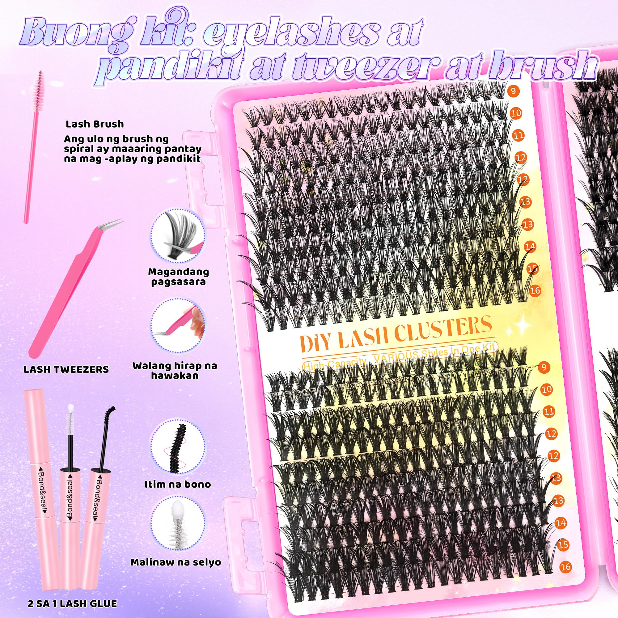 DIY Lash Clusters, 800PCS Individual Lashes, 30D 40D 50D 60D, Various Styles, with Application Tools 4