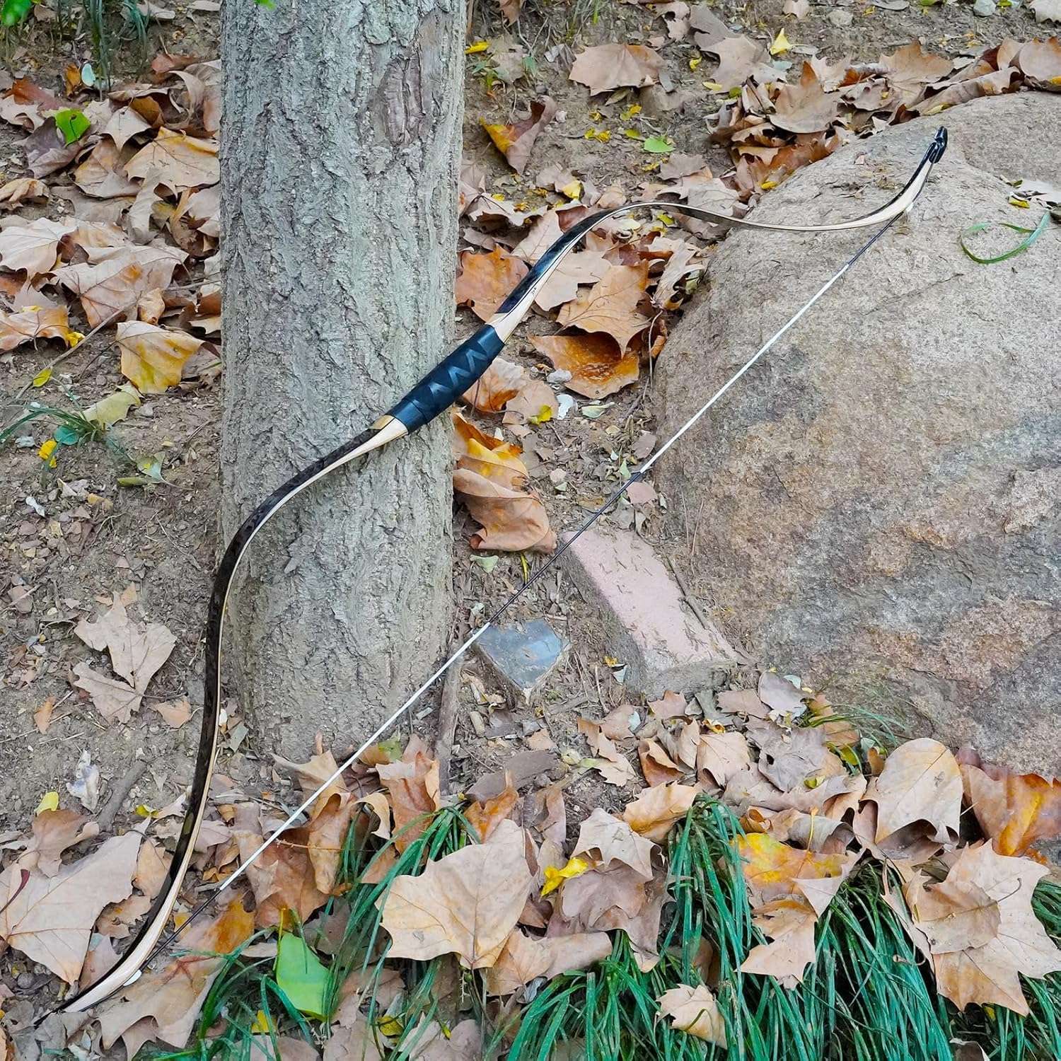 AF Archery Tatar Recurve Bow, Traditional Laminated Horse Bow for Mounted Archery and Precision Shooting, High Gloss Longbow Left Right Hand(Black, 35 lbs) 5