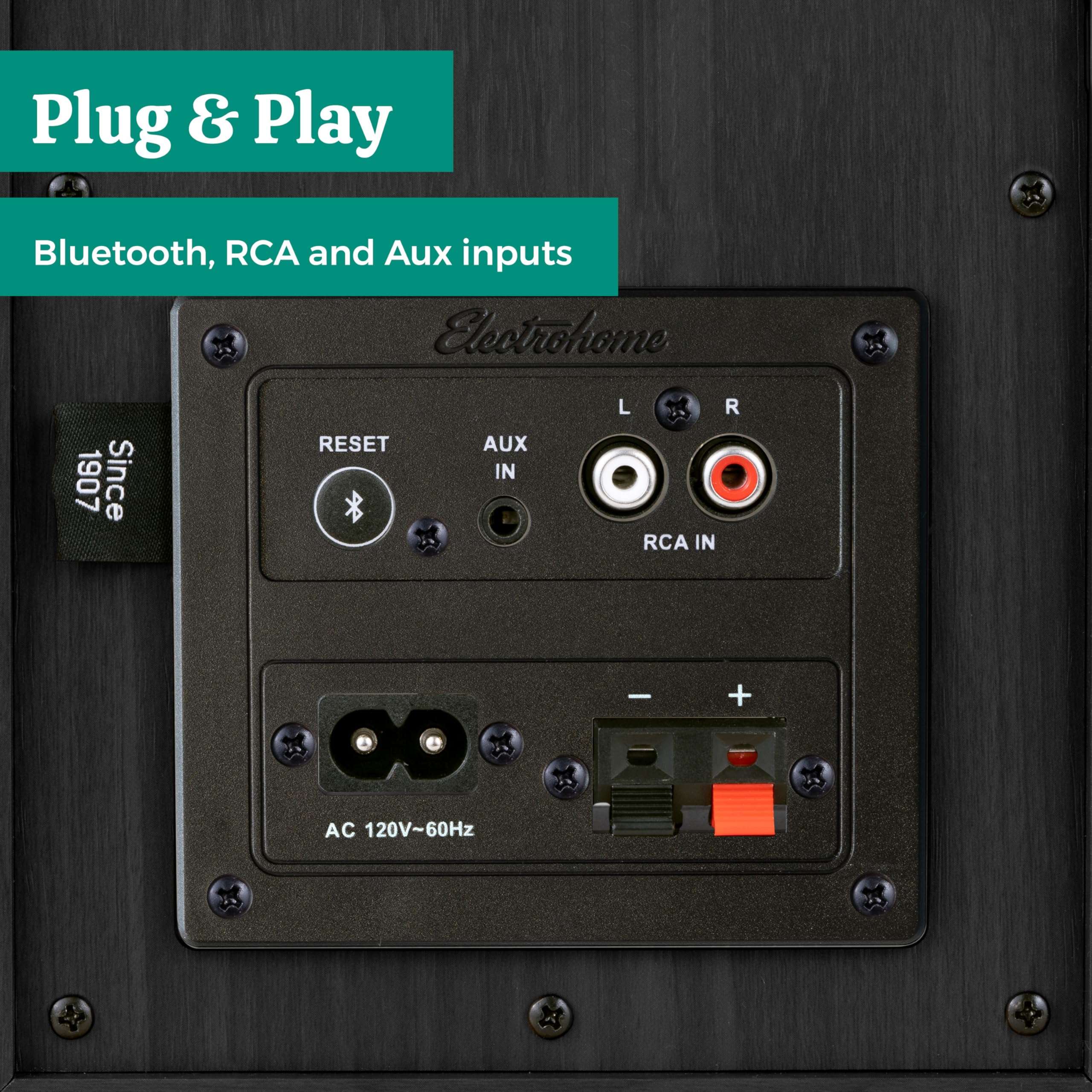 Electrohome McKinley 2.0 Stereo Powered Bookshelf Speakers with Built-in Amplifier and 4" Drivers for Turntable, TV, PC and Wireless Music Streaming Featuring Bluetooth 5, RCA and Aux (EB30B) 6