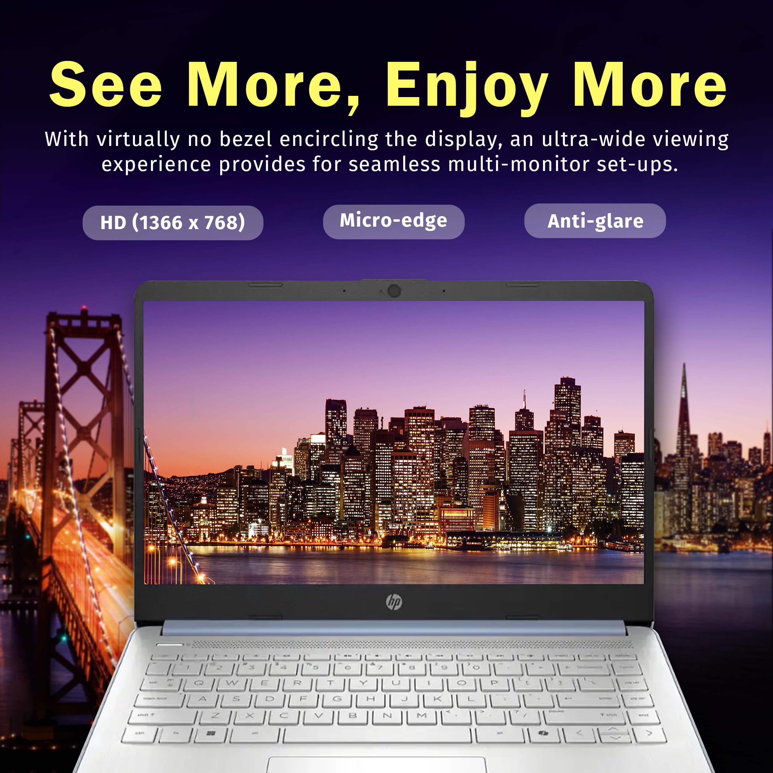 HP Stream 14" HD Laptop, Intel Processor N150, 16GB RAM, 1.12TB Storage(128GB UFS+1TB Docking Station Set), Intel Graphics, Webcam, Wi-Fi 6, 1 Year Office 365, Copilot, Fast Charge, Win 11, Blue 5