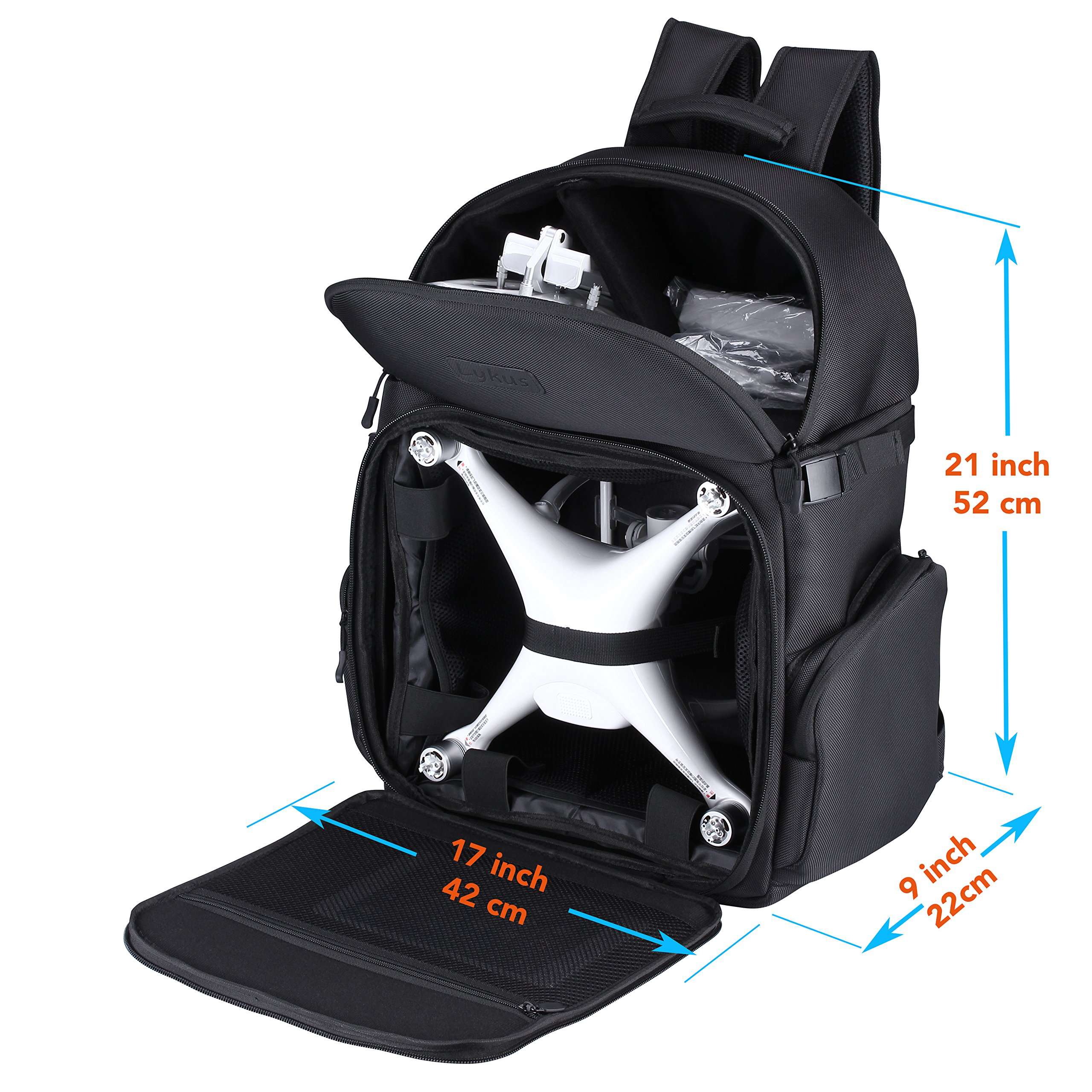Lykus DBP-100U Water Resistant Travel Backpack for DJI Phantom 4 / 4 Pro and Phantom 3 2