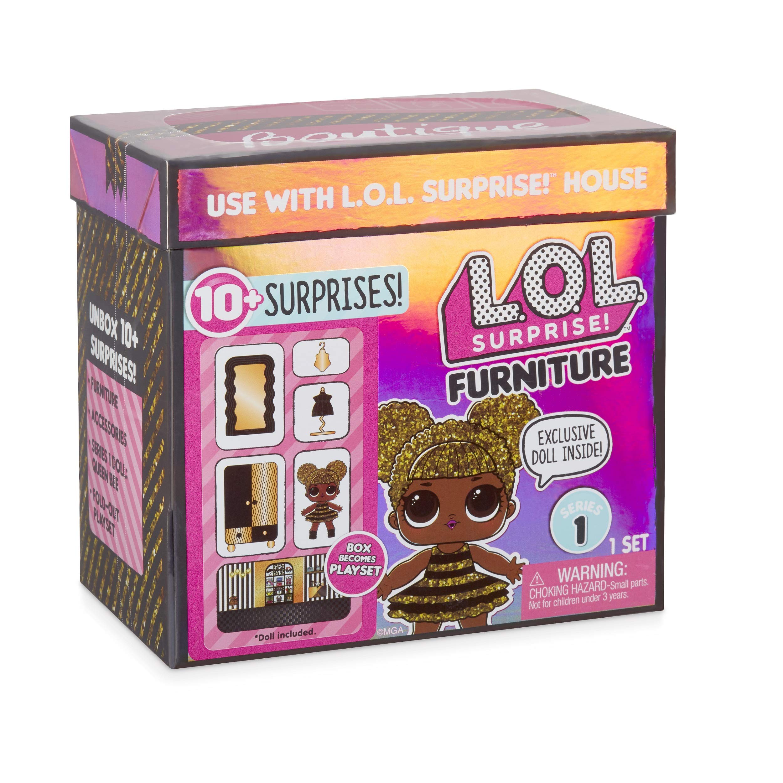 L.O.L. Surprise! Furniture Boutique with Queen Bee & 10+ Surprises, Multicolor 5