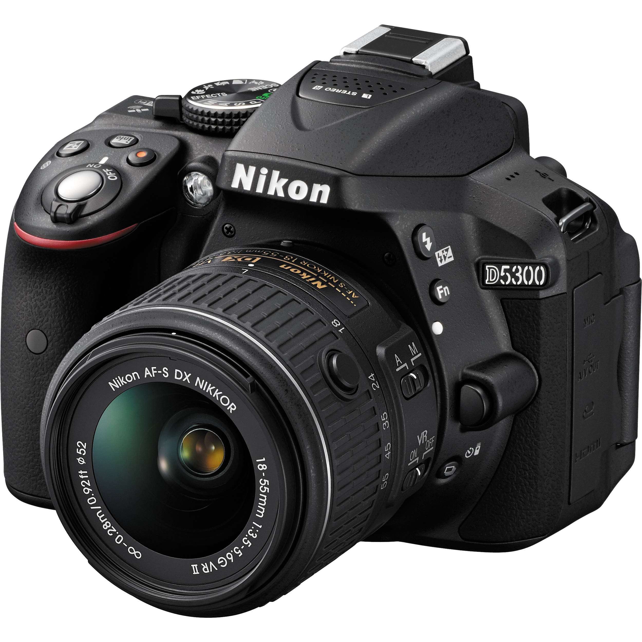 Nikon D5300 24.2 MP CMOS Digital SLR Camera with 18-55mm f/3.5-5.6G ED VR Auto Focus-S DX NIKKOR Zoom Lens (Black) 1