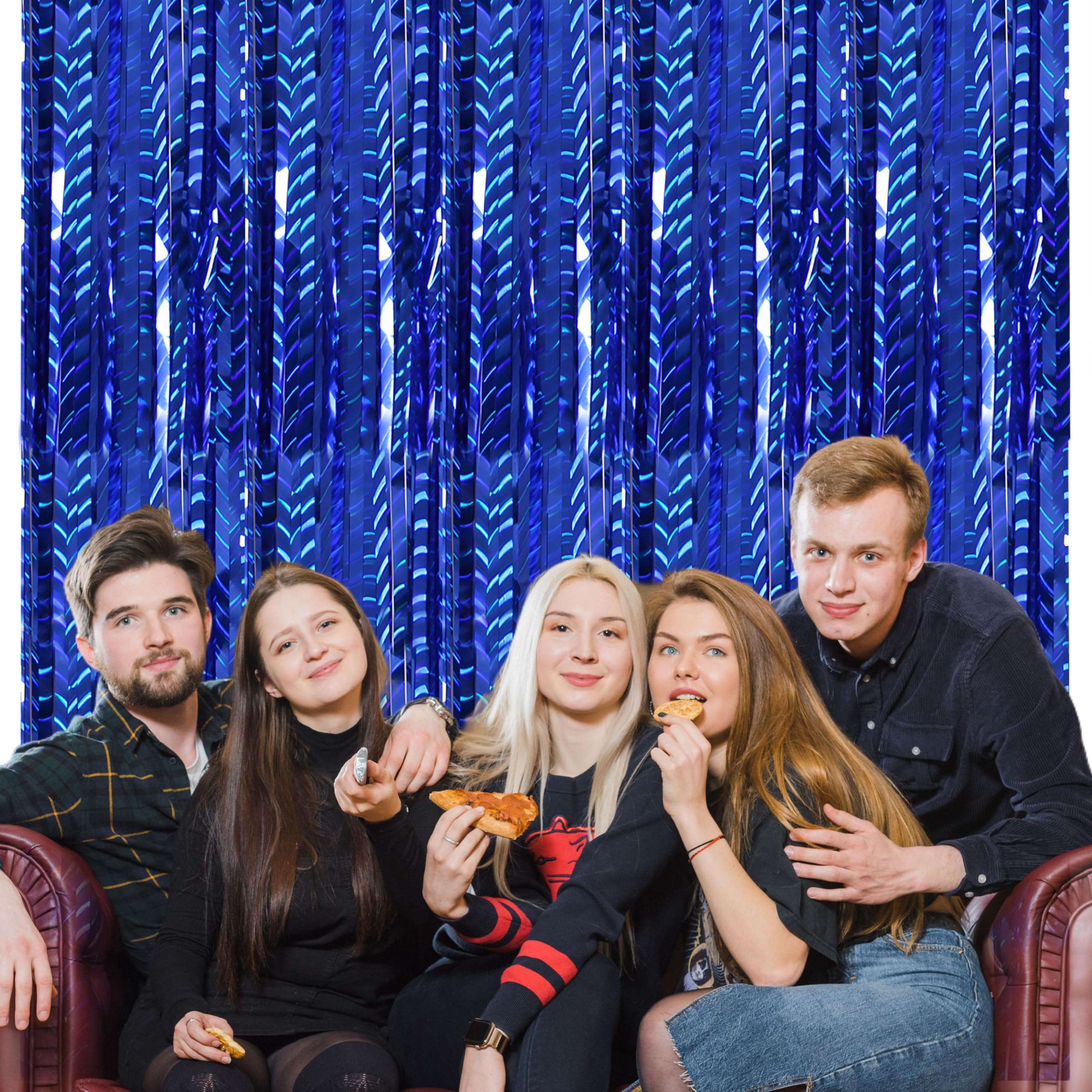 Wobbox Big 3Ft X 6Ft Foil Curtains for Birthday Decoration Items, Backdrop Curtain For Decoration, Party Backdrop Decoration, Foil Fringe Decoration for Anniversary (Blue) (Pack of 5) 6