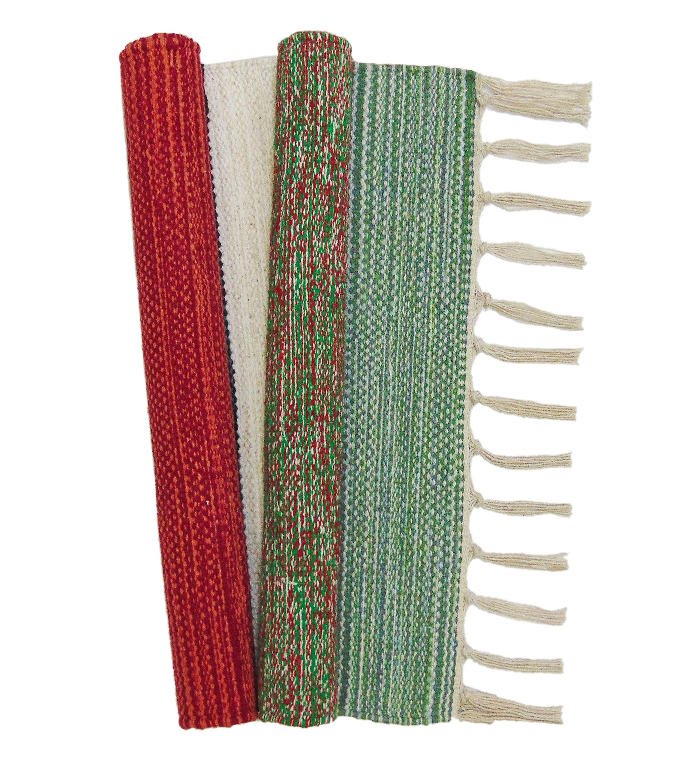 MDZ™- Modern Decorative Zone - Hand Woven Cotton Modern Assorted Border Rug | Size : 16 x 24 Inch or 40 x 60 cm | Color - Assorted Multi | Machine Washable | Eco Friendly | Multi Uses (Combo of 2 Pcs) 5