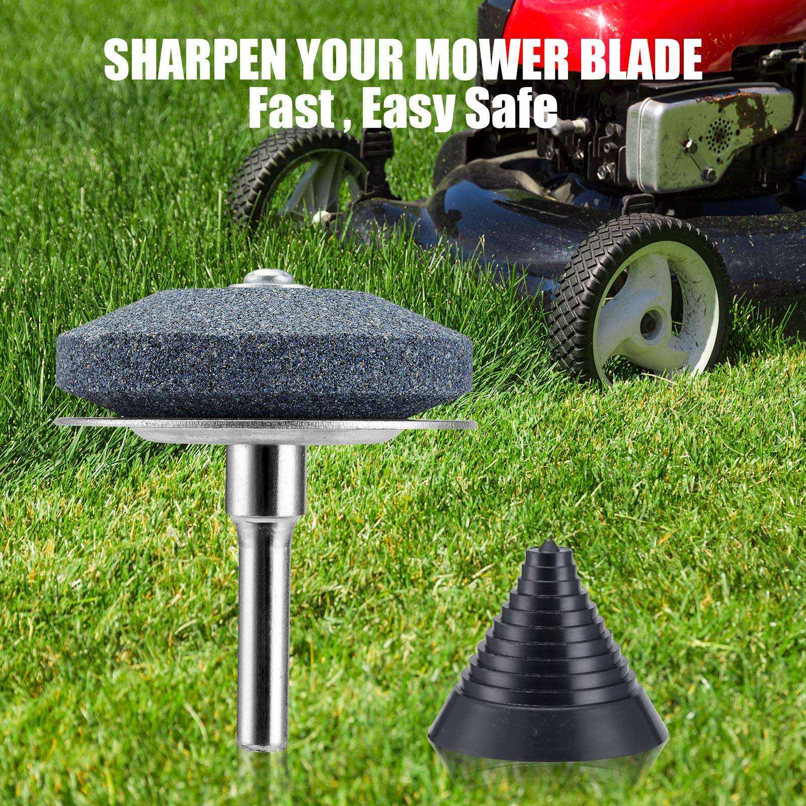 【New】LawnMower Blade Sharpener with Steel Backing 3Pack,Universal Multi-Sharp Rotary Lawn Mower Blade Sharpener and Free Balancer for Any Power Hand Drill,high temperature resistance and hardness 6