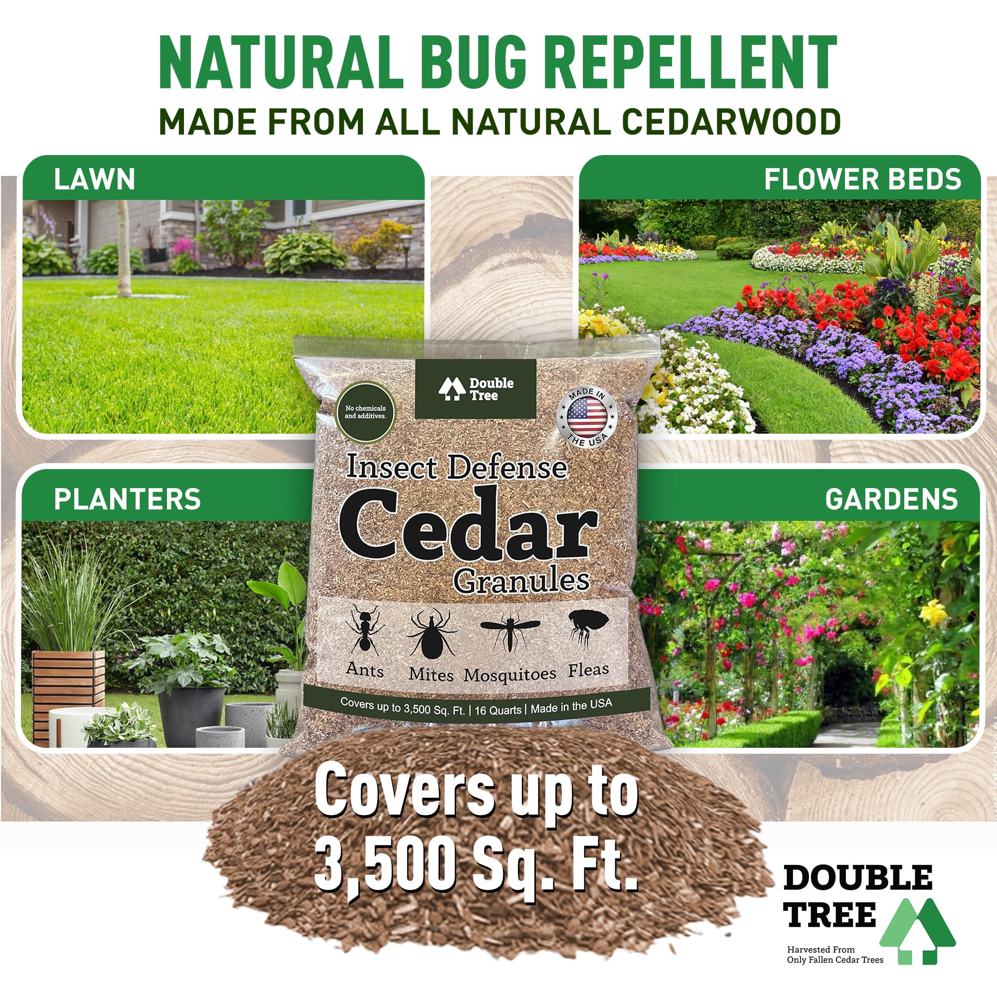 Double Tree Home and Garden Cedar Granules | Repels Fleas, Ticks, Ants, and Mosquitos | Rich Cedar Scent | Non Toxic | Pet Safe | 1 Bag (16 Quarts) 6