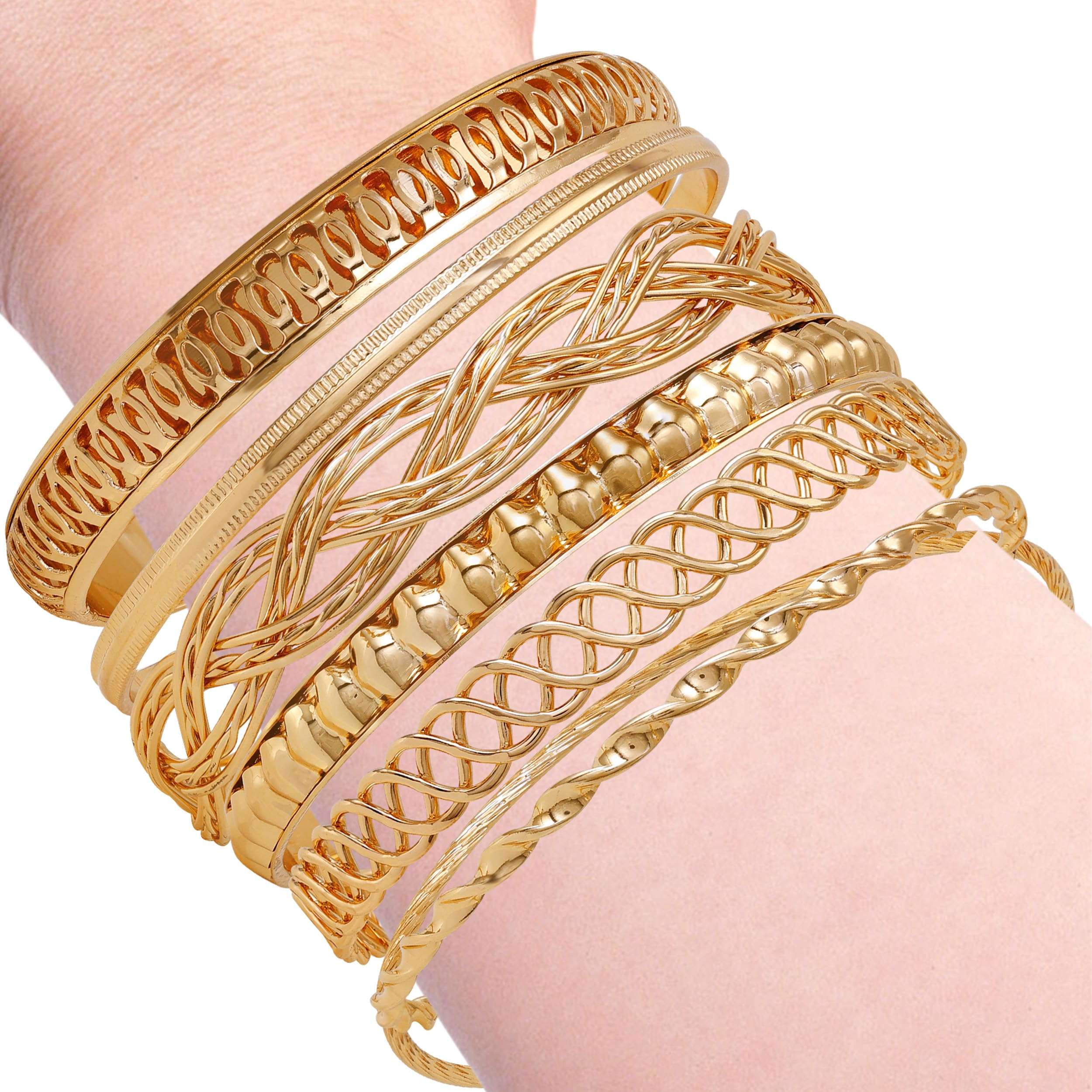 GUESS "Basic" Gold 7 Piece Mixed Bangle Bracelet 3