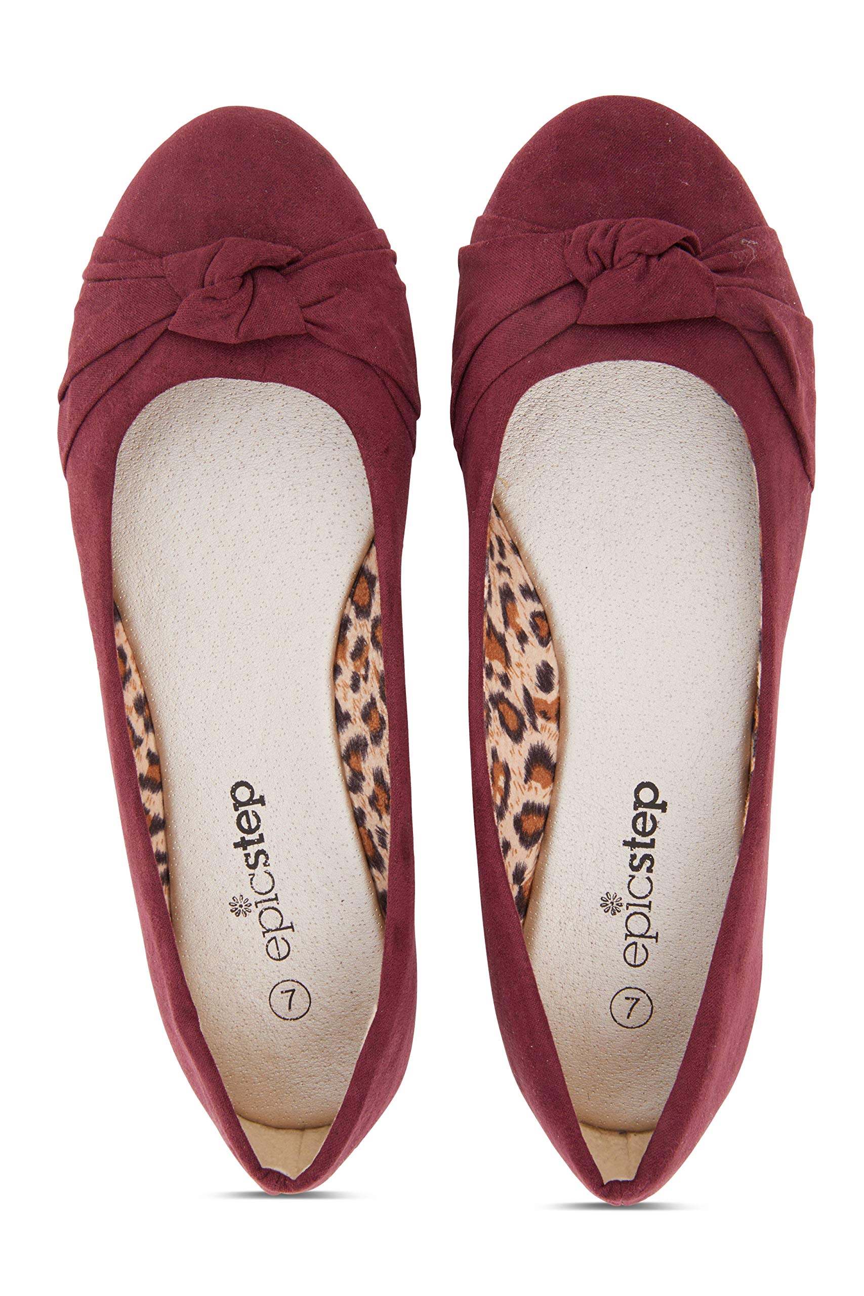 Women's Knotted Front Canvas Round Toe Ballet Flats-Comfortable Cute Dress Flats Maroon 6