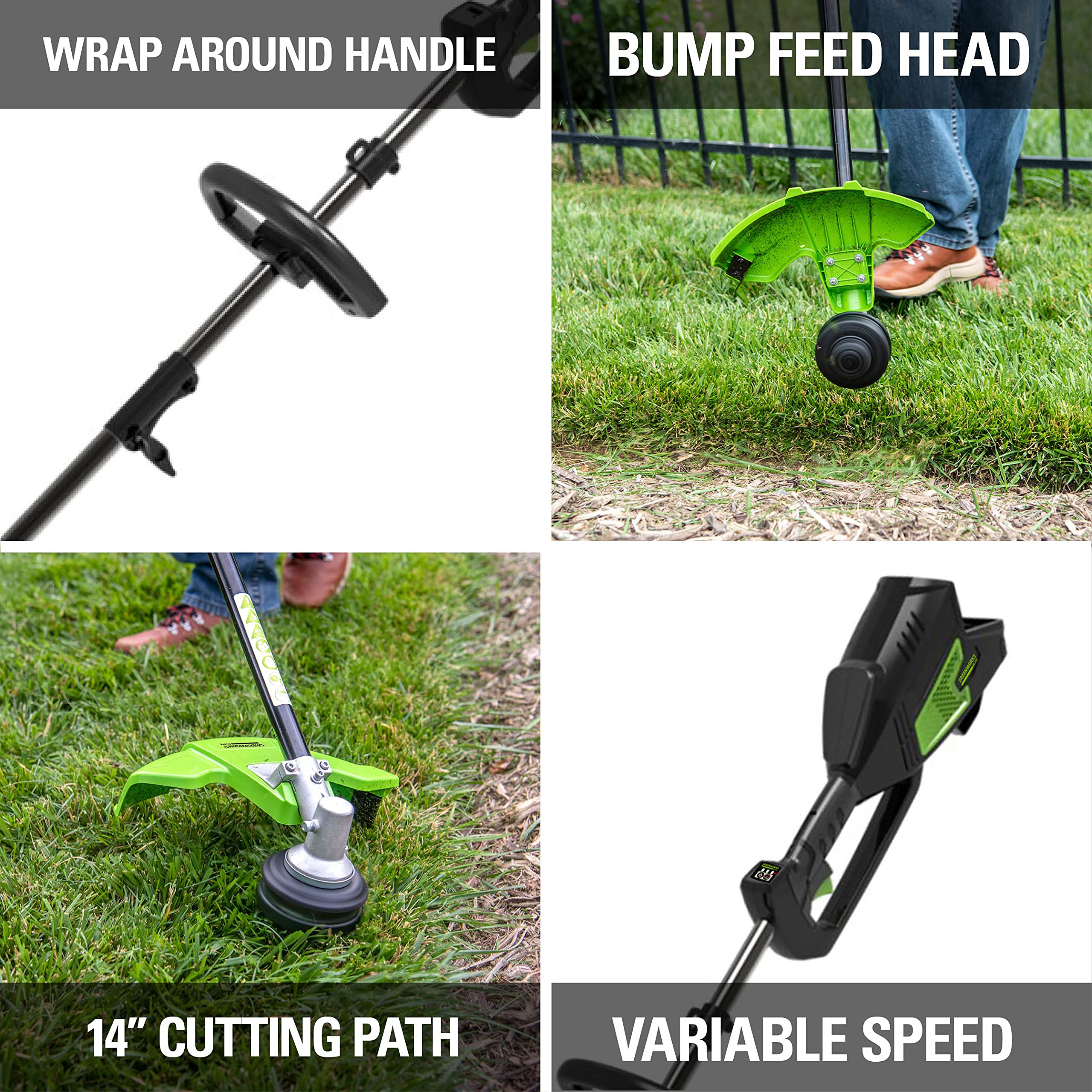 Greenworks 40V 14 inch (Attachment Capable) String Trimmer, 6.0Ah Battery and Charger Included ST-140-A 6