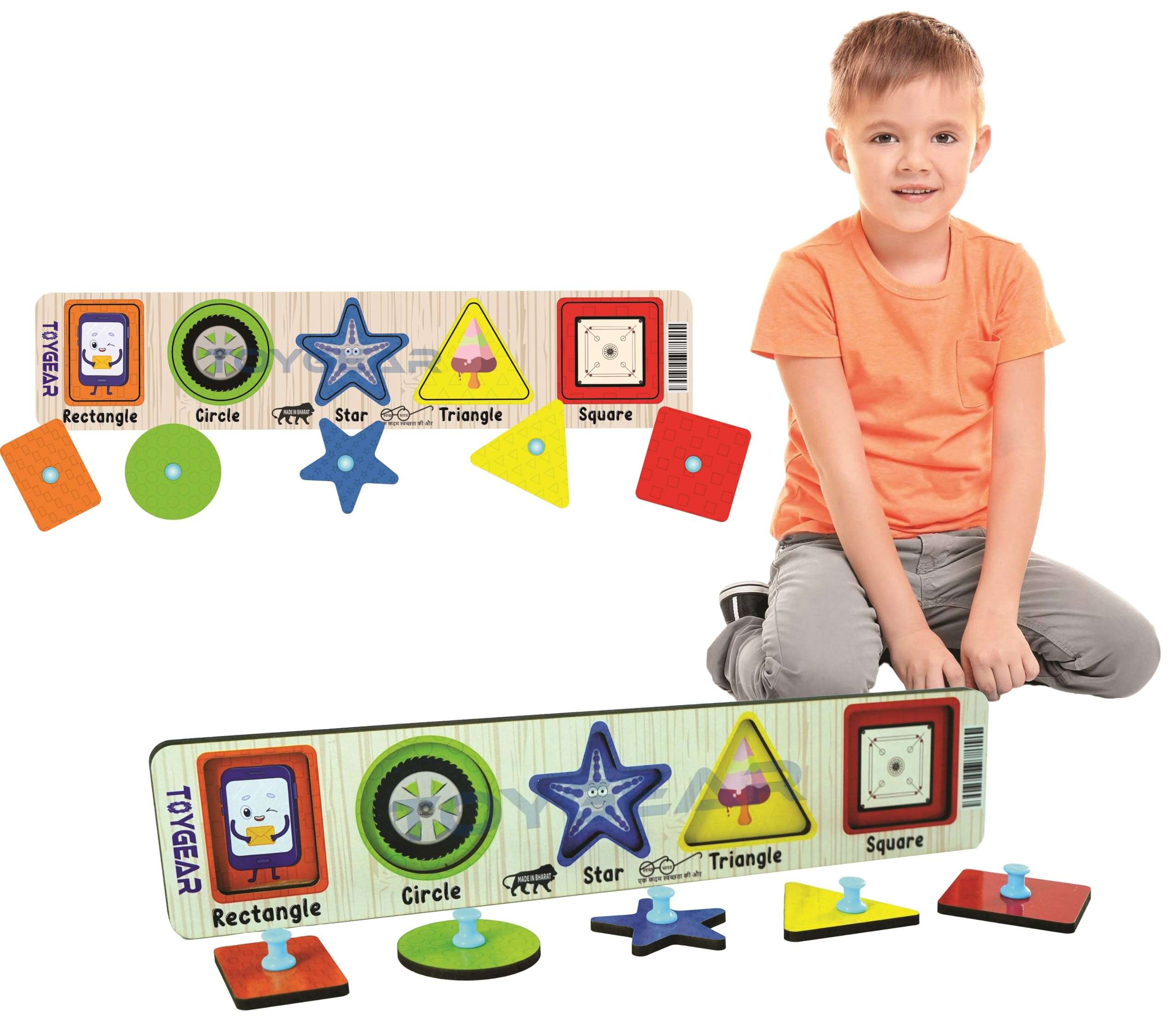 Toygear Geometric Shapes Toys Wooden Learning Toys Puzzle for Brain Training/jorky Cutting Puzzle for Home/School/Non-Toxic/Education Memory Games for Baby Boy and Girl, Eco Friendly 1