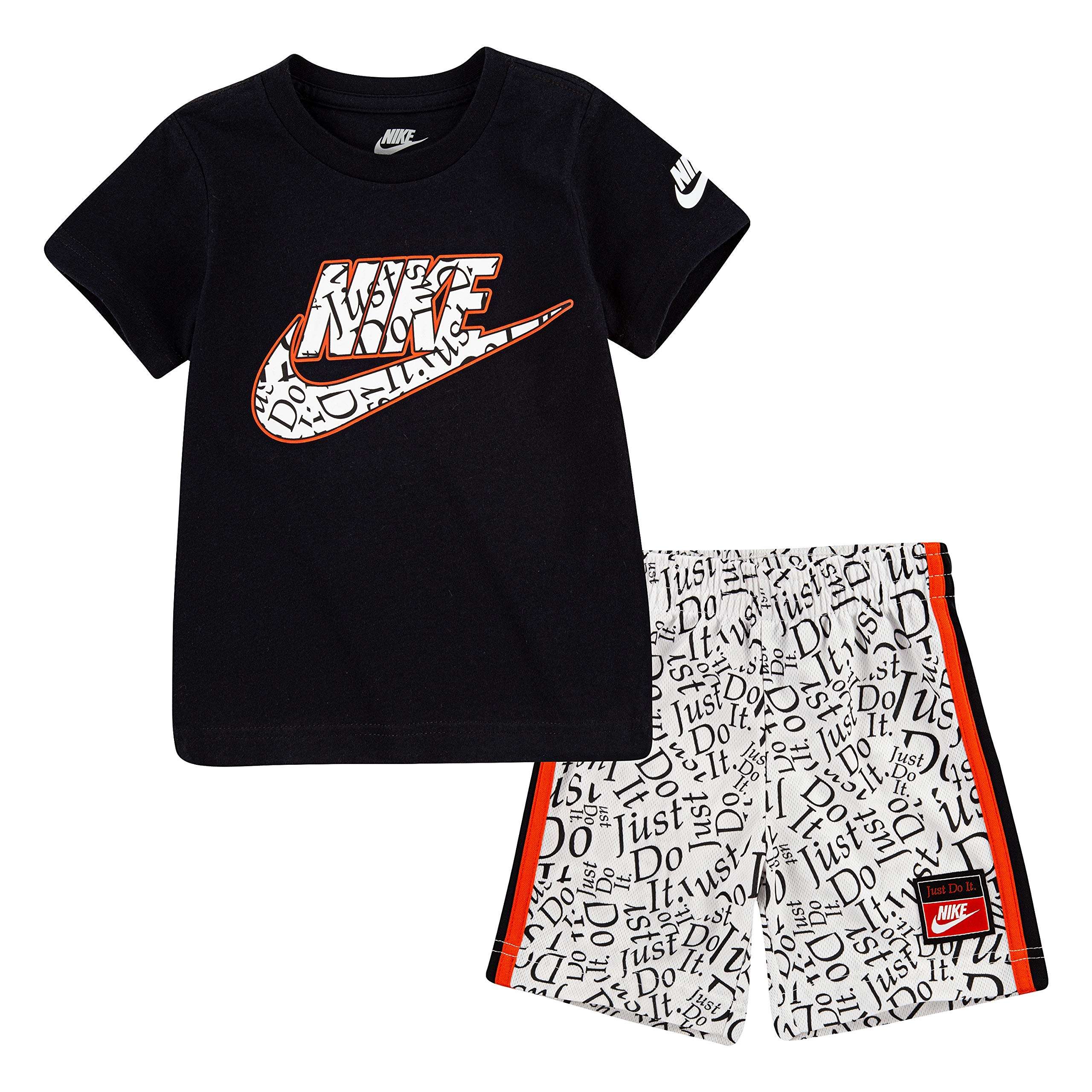 Nike Boy's Cotton JDI T-Shirt and Shorts 2-Piece Set Baby Toddler Suit (76G033-001_White_4T) 1
